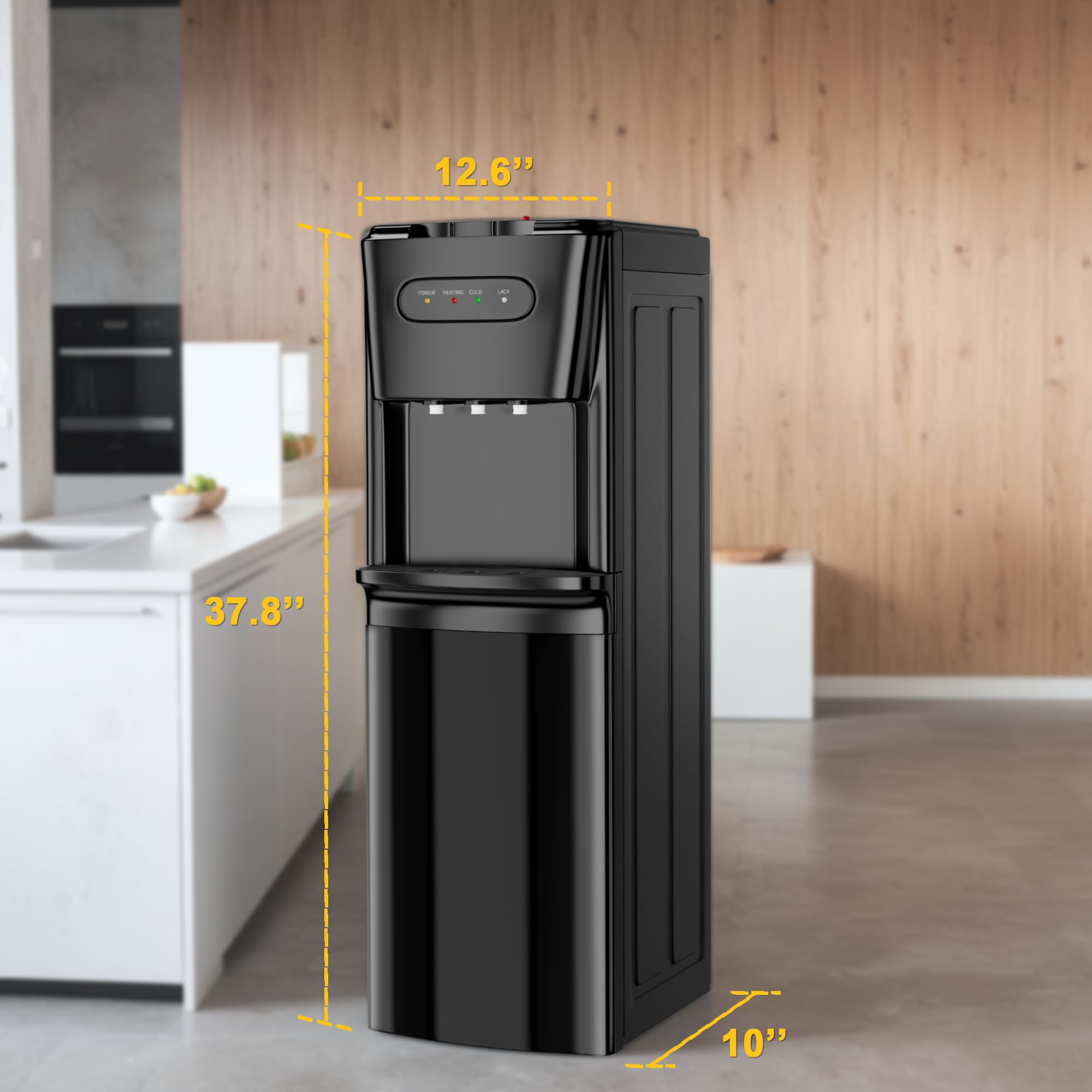 5 Gallon Bottom Loading Water Cooler Dispenser with Hot, Room & Cold Temperature Options - Child Safety Lock for Home, Office & Living Room - Perfect for Hydration, Tea & Coffee Making
