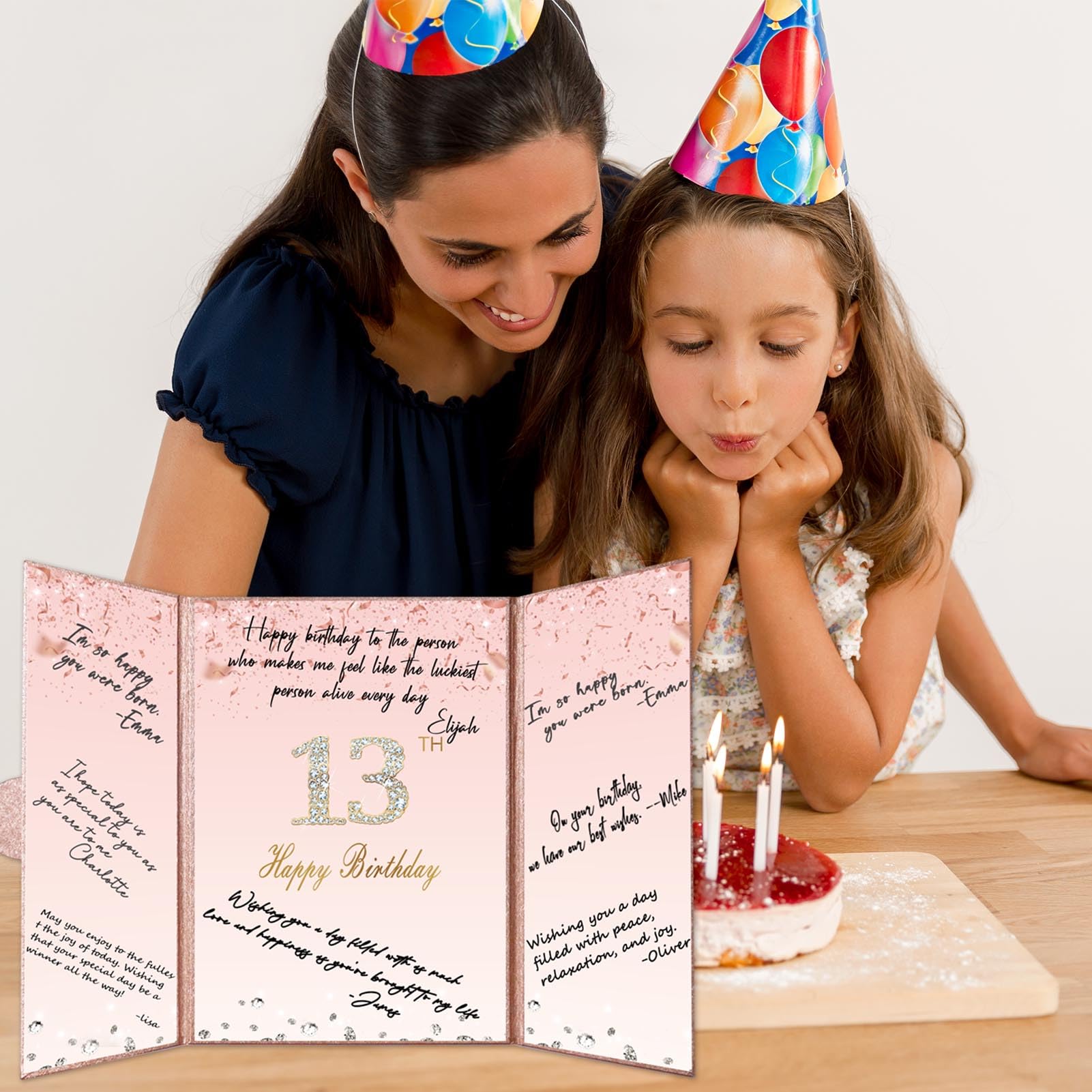 Rose Gold 13th Birthday Guest Book - Large 12x18 Inch Signature Book for Girls | Creative Alternative to Birthday Decorations | Perfect 13 Years Old Birthday Gift Idea for Parties, Milestone Celebrations & Memory Keepsakes
