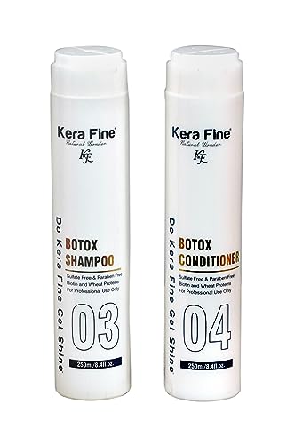 TMT Keratin Kera Fine Botox Shampoo & Conditioner Set - Sulfate & Paraben Free with Biotin & Wheat Proteins (250ml Each) - Hair Repair Treatment for Damaged Hair - Perfect for Men & Women at Home or Salon Use