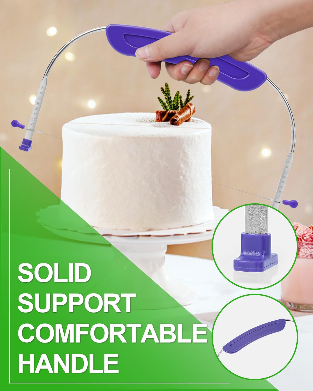 Adjustable Cake Leveler & Slicer - Professional 10 Inch Layer Cake Wire Cutter for Perfect Even Slices - Ideal for Wedding & Birthday Cakes - Essential Baking Tool for Home Bakers and Professional Chefs