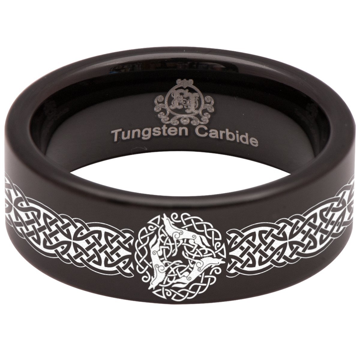 Tungsten Carbide Viking Wolf Ring for Men & Women - 8mm Wide Wedding Band, Anniversary Gift - Perfect for Outdoor Adventures & Norse Style Fashion