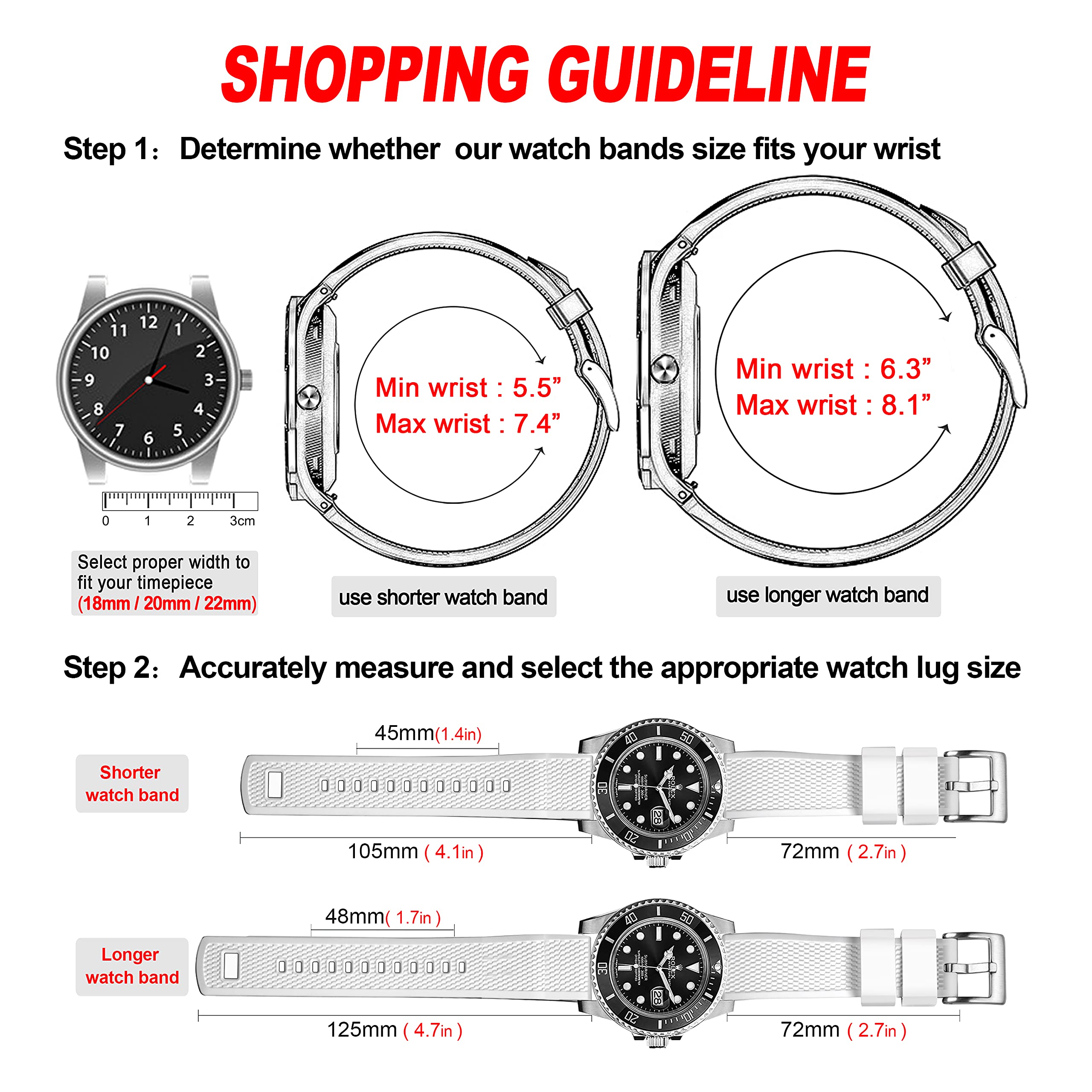 Hemsut Silicone Watch Bands - 18mm 20mm 22mm Quick Release Rubber Strap for Men & Women, Soft Durable Replacement Band with 10 Color Options - Perfect for Sports, Fitness & Everyday Wear