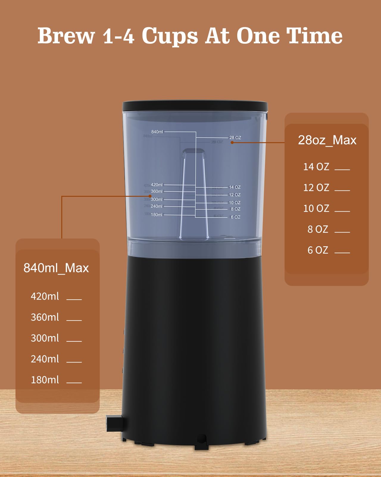 4 in 1 Single Serve Coffee Maker with Built-in Milk Frother & Grinder - Compatible with K-Cups & Ground Coffee - 30oz Removable Water Tank - 6-14oz Brew Sizes - Perfect for Home, Office & Small Kitchens - Compact Espresso Machine for Latte, Cappuccino & Americano Lovers