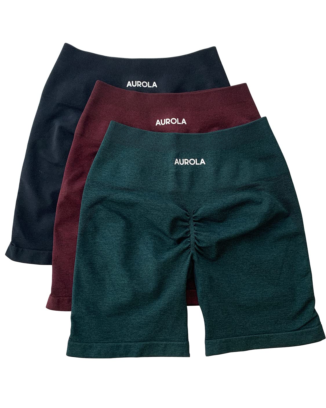 AUROLA Women's 3-Piece Seamless Scrunch Workout Shorts Set - High-Intensity Gym, Yoga & Running Activewear Shorts for Women | Perfect for Training, Fitness Classes & Outdoor Activities