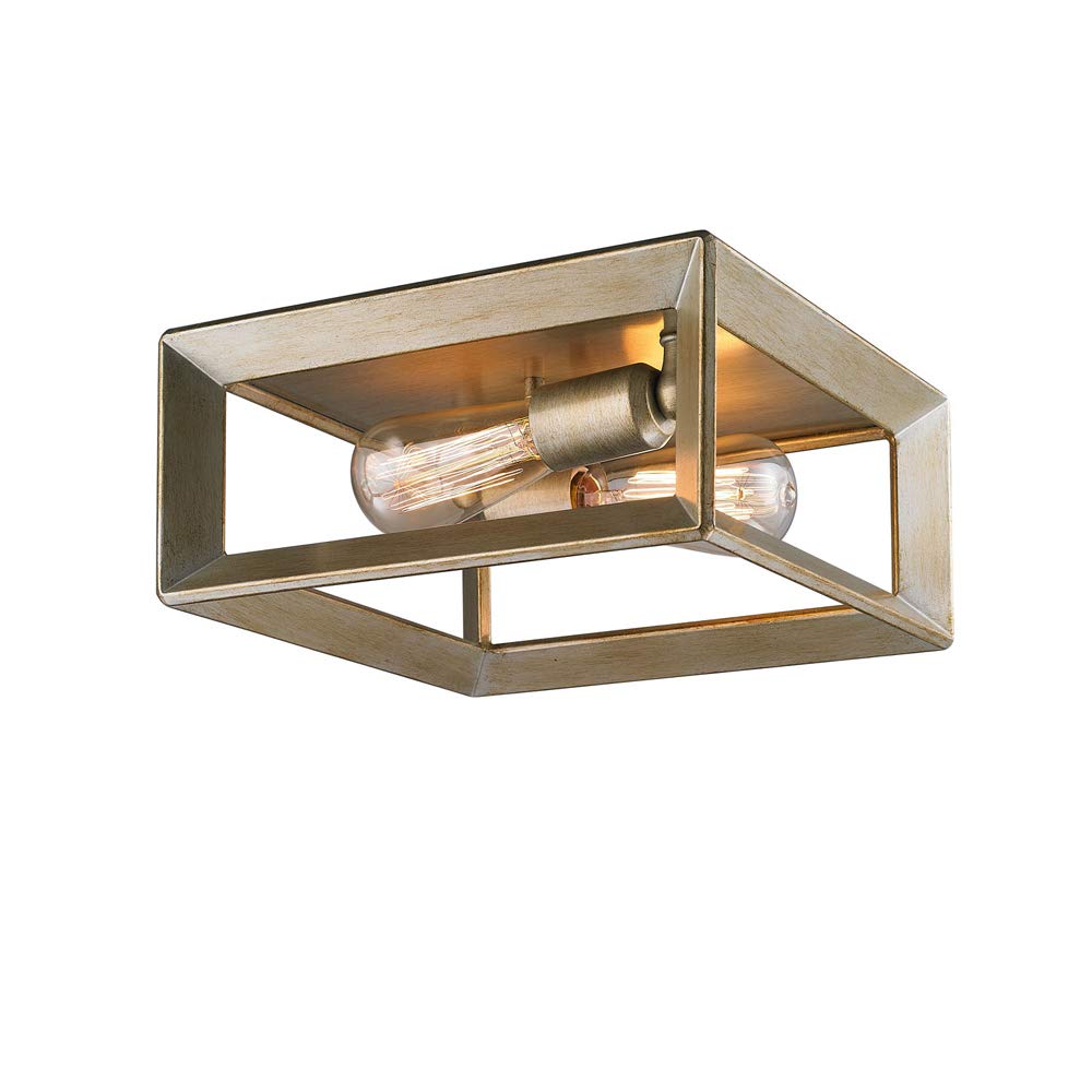 Golden Lighting Smyth Flush Mount Ceiling Light - White Gold Finish - Modern & Elegant Fixture for Bedroom, Living Room, Dining Room, or Hallway