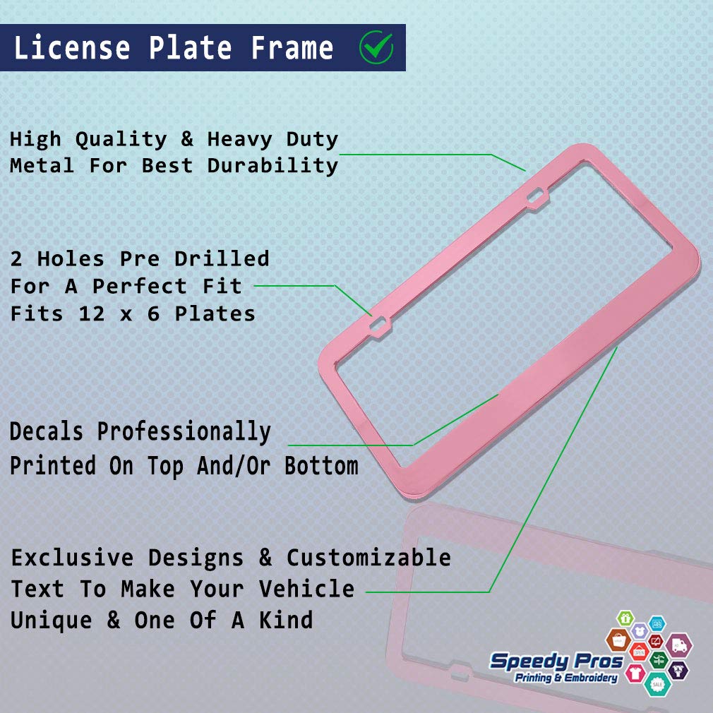 Speedy Pros Chrome Metal License Plate Frame - 2 Holes, Soft Pink Car Accessory | Durable Alpaca-Inspired Design for Vehicles, Trucks & SUVs | Perfect for Customization & Car Enthusiasts