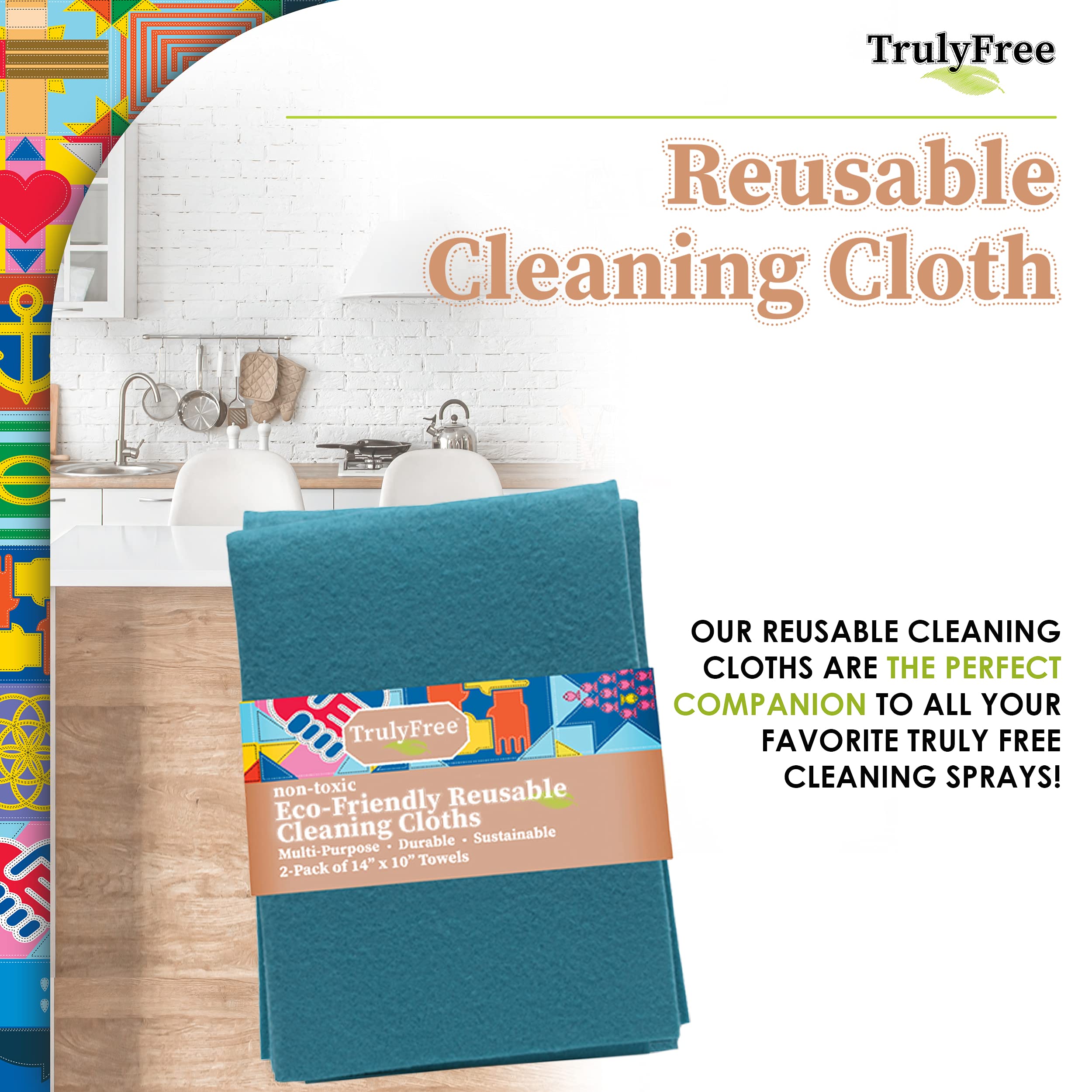 Eco-Friendly Reusable Cleaning Cloths 2 Pack - Super Absorbent Multipurpose Kitchen Towels, Washable Cleaning Rags for Home, Car & Office - 14x10 Inches - Perfect for Spills, Dusting & Stain Removal