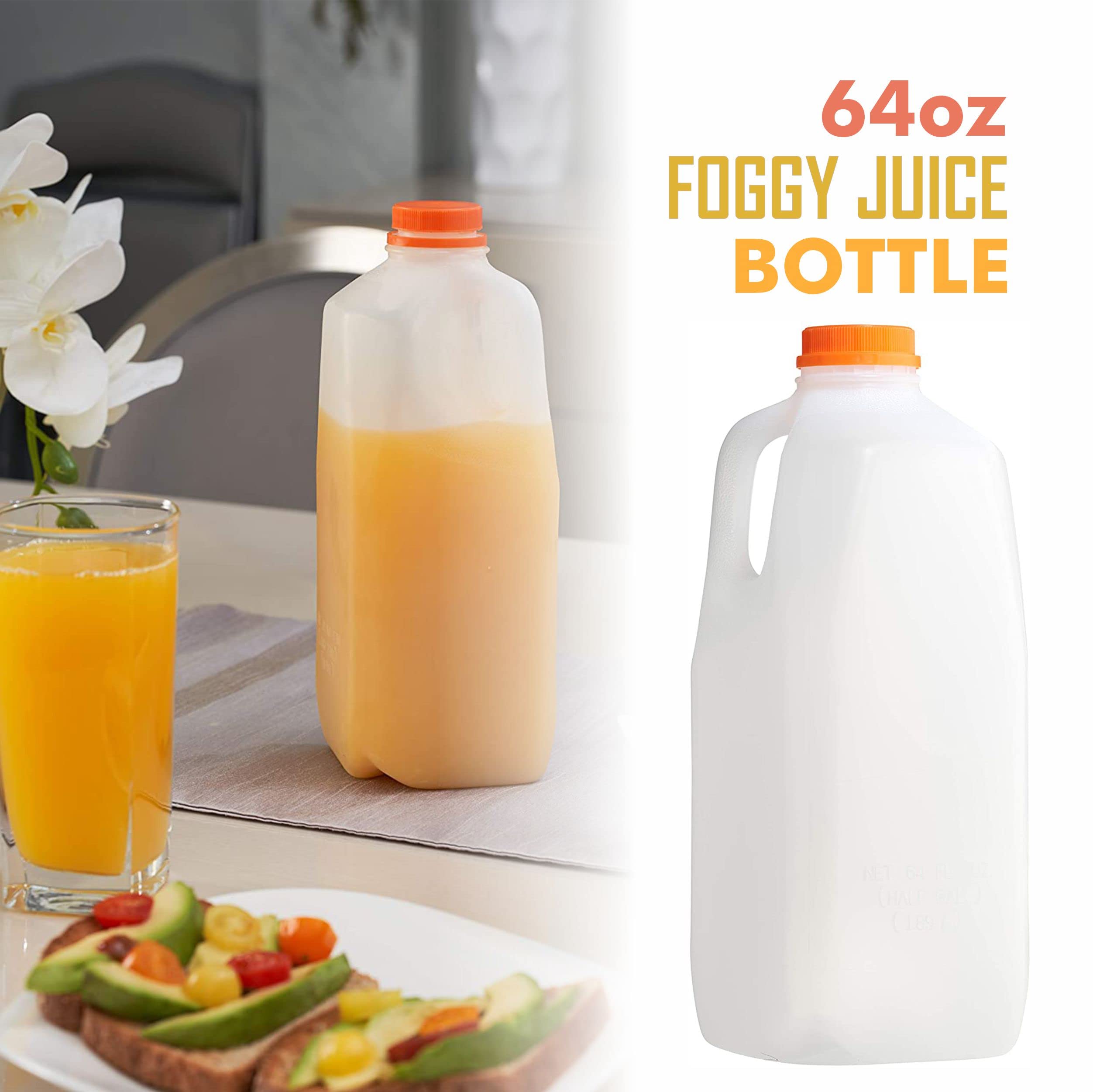 EcoQuality 64oz Empty Plastic Juice Bottles with Tamper Evident Caps - Half Gallon Smoothie Containers for Juices, Milk, Meal Prep & Picnics - BPA Free Reusable Bottles (Pack of 50) - Perfect for Home Brewing, Commercial Use & Outdoor Activities