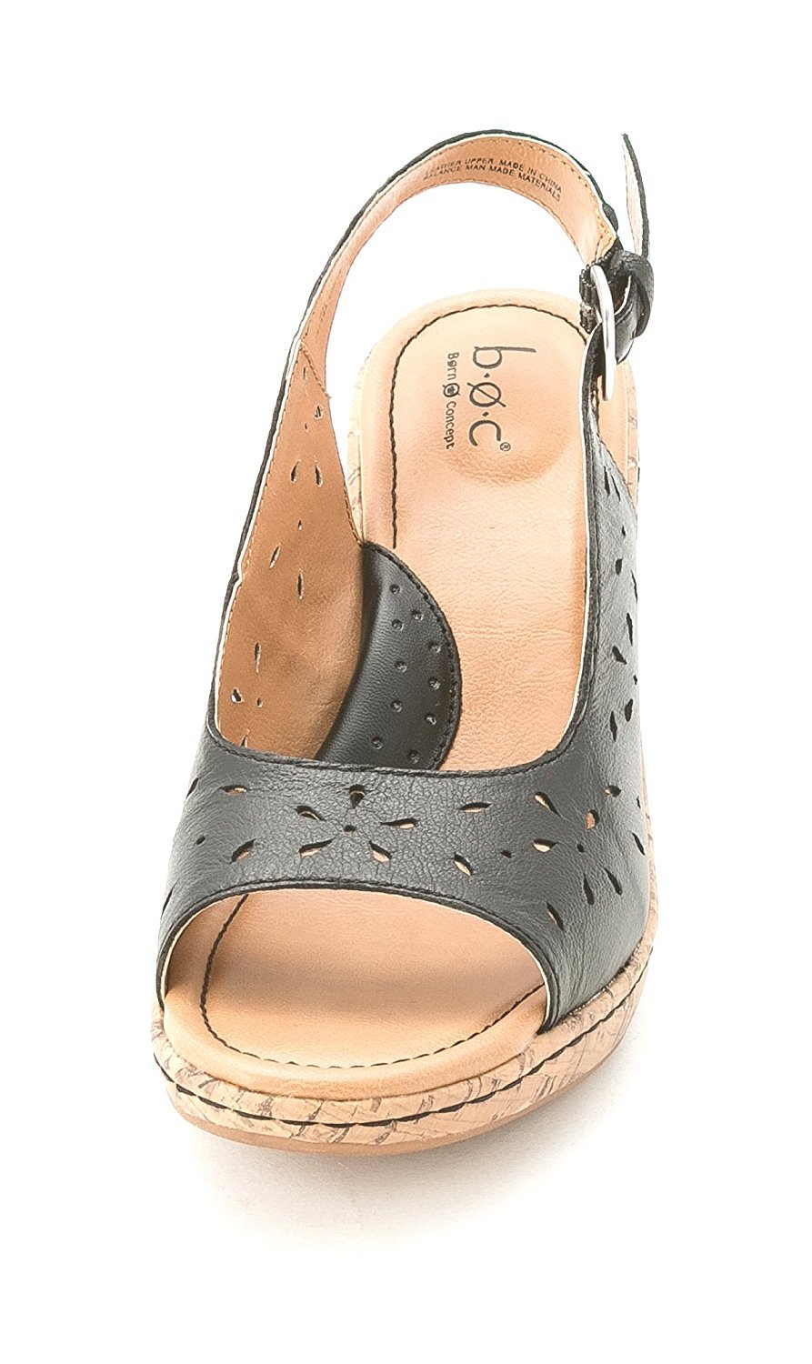 B.O.C. Women's Kacee Leather Open Toe Casual Platform Sandals - Comfortable Summer Shoes for Walking, Beach & Outfits, Black, Size 7.0