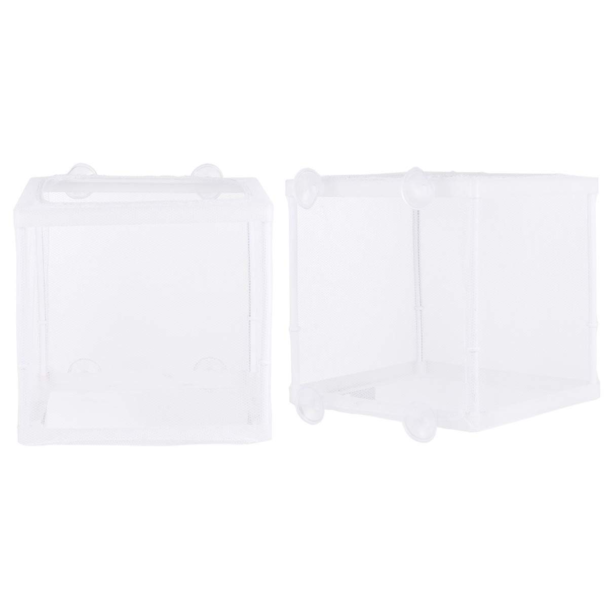 Balacoo S Fish Tank 2PCS Aquarium Breeding Box - Hatching Incubator with Water Separation Net, Floating Isolation Container for Fish Fry, Shrimp & Betta - Perfect for Aquarium Breeding, Nursery & Tank Separation (White, Size S)