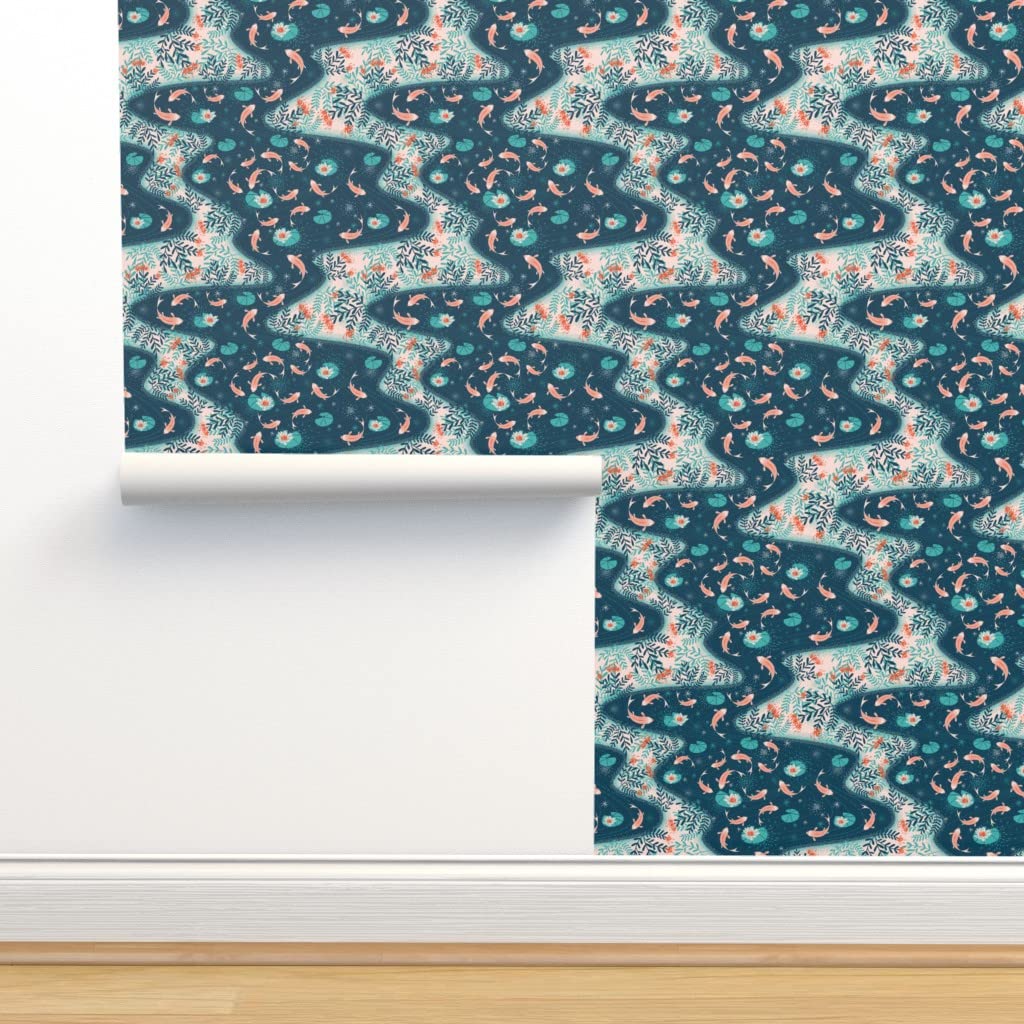 Peel & Stick Wallpaper 6ft x 2ft - World Waterways Water Design, Custom Removable Self-Adhesive Wallpaper by Spoonflower | Perfect for Bedroom, Living Room, Nursery & Office Decor
