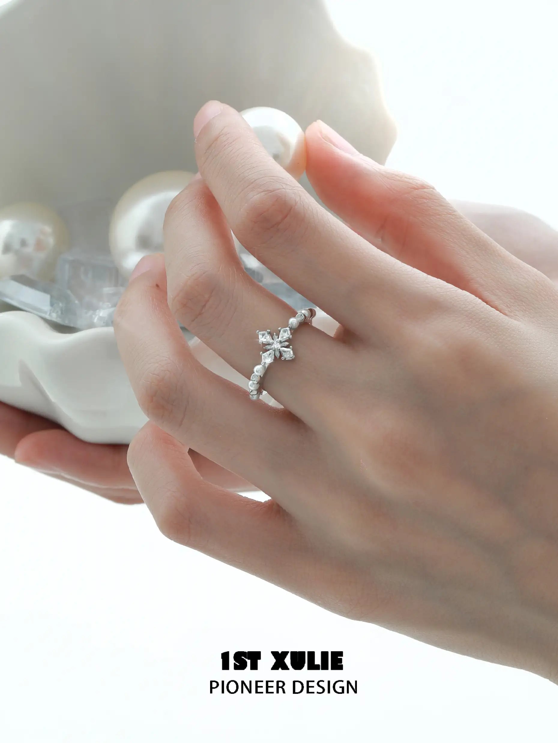 Tears of Mermaid S925 Sterling Silver Pearl & Zircon Ring for Women - Elegant Jewelry Gift for Birthday, Anniversary & Special Occasions