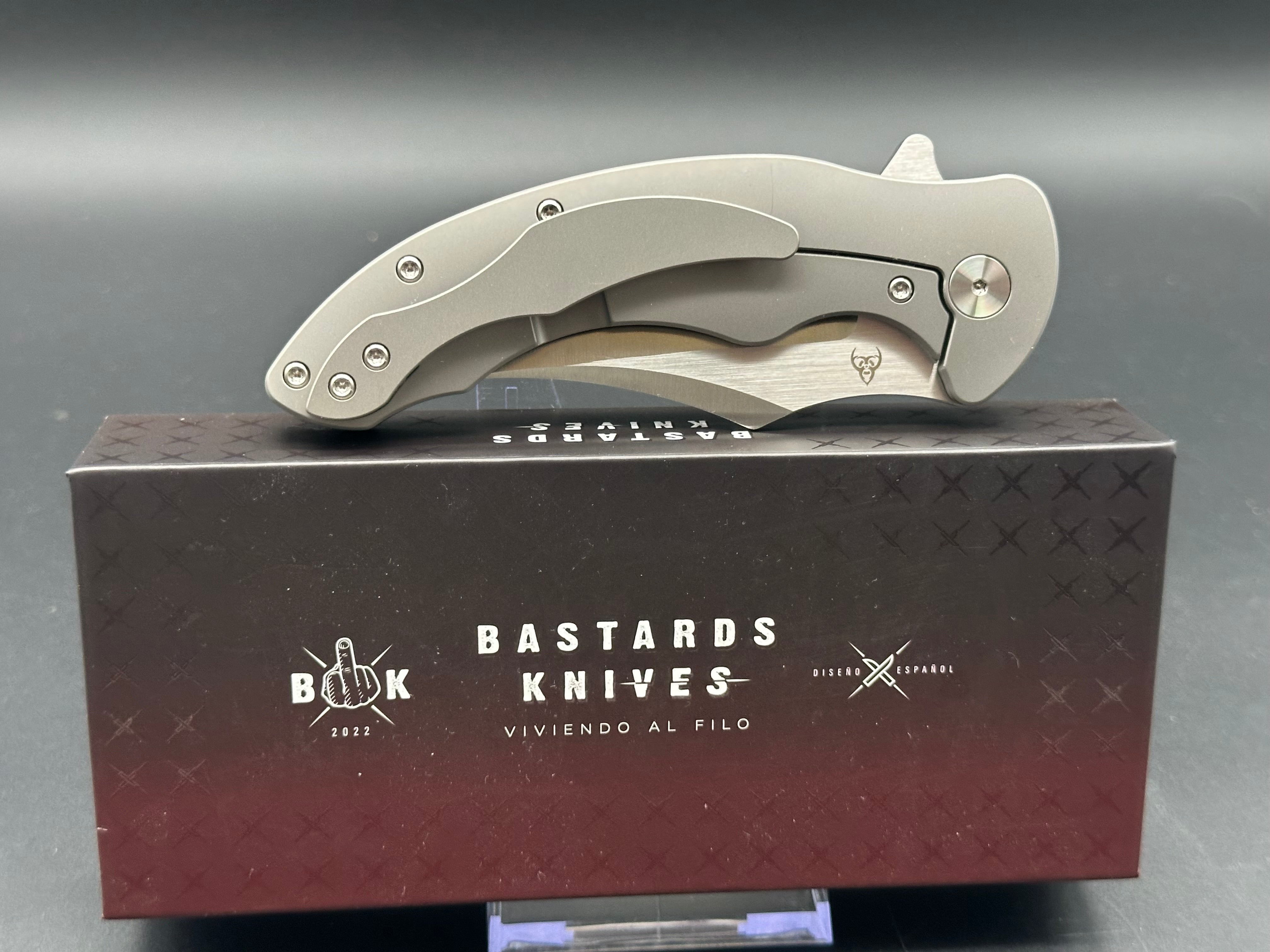 Bastard Knives BAAL Titanium Frame & Carbon Fiber Scale Folding Knife with N690 Steel Blade - EDC, Outdoor, Survival, Camping, Hunting, Tactical Use
