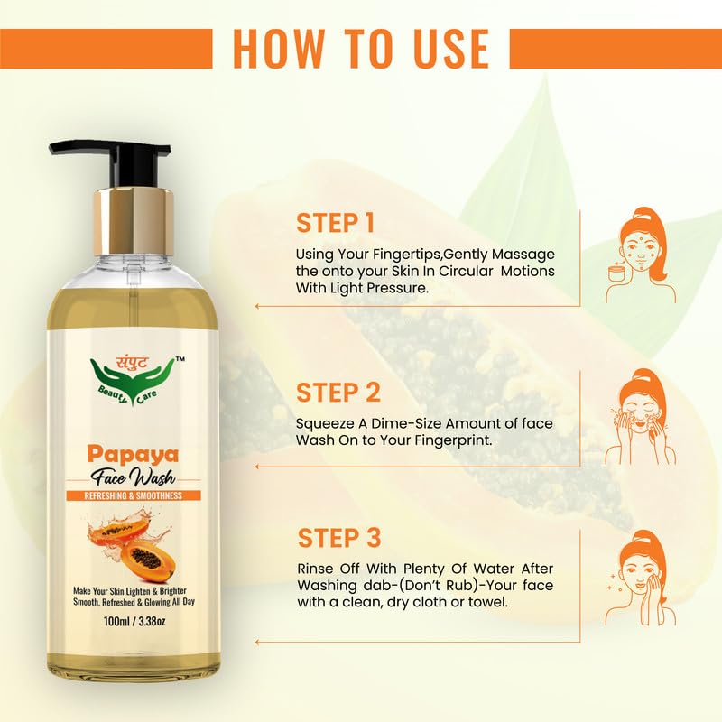 Natural Papaya Face Wash for Brightening & Smooth Skin - Refreshing Cleanser for Glowing Complexion | Perfect for Daily Skincare & Acne-Prone Skin