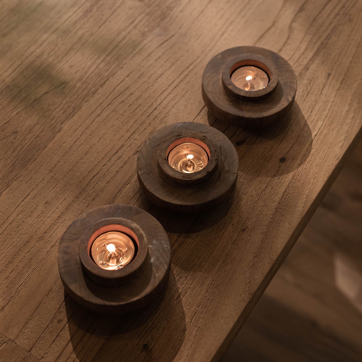 Wood Grain Bayan Ring Candle Holder - Elegant Home Decor for Dining Table, Wedding Centerpiece & Romantic Ambiance