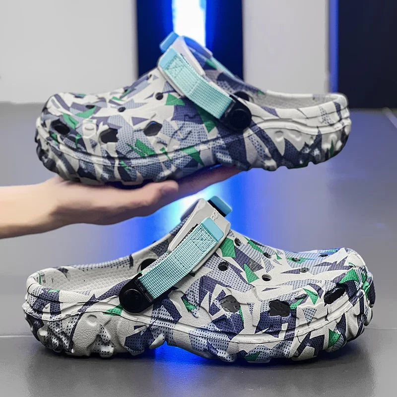 **Men's Comfortable EVA Slides - Lightweight Garden Slippers, Flat Sandals for Summer | Size 46-47 | Breathable Hole Design for Home, Outdoor & Beach Wear**