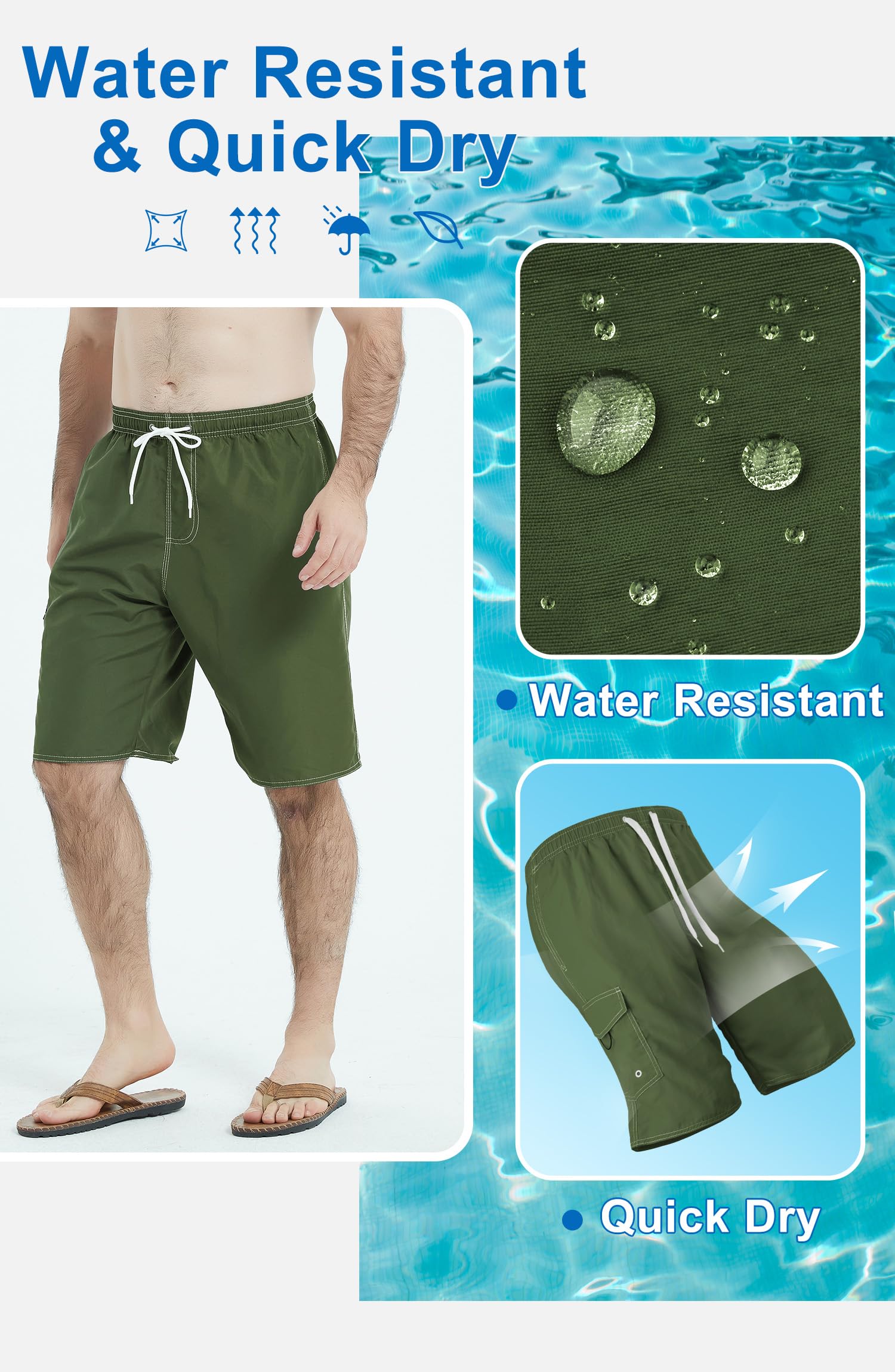 **Landisun Men's Quick Dry Swim Trunks with Mesh Lining - Comfortable Board Shorts for Swimming, Beach, Surfing & Water Sports**