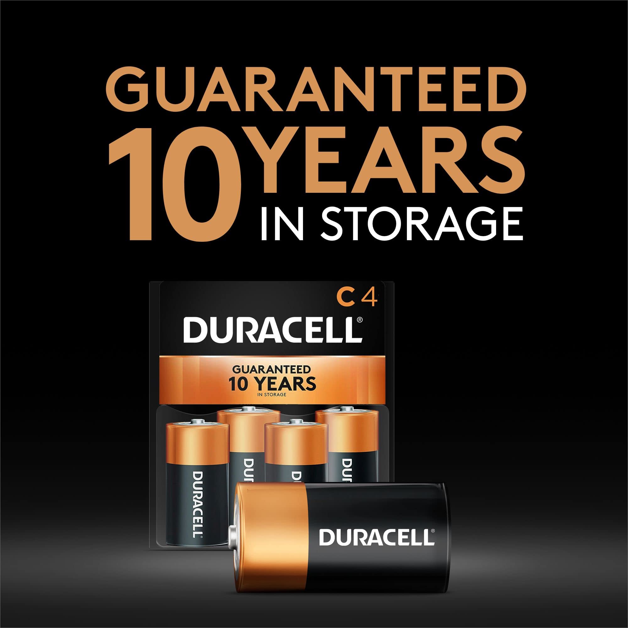 Duracell Coppertop C Batteries 4-Pack - Long-Lasting Alkaline C Batteries for Flashlights, Toys, Radios & Household Devices (2 Packs, 8 Total Batteries) - Ideal for Emergency Kits & Everyday Electronics