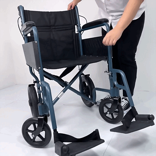 HappyWheels Lightweight Folding Wheelchair - Portable & Easy to Use for Seniors, Travel, and Indoor/Outdoor Mobility - Comfortable Transport Chair for Elderly, Disabled, and Recovery Patients