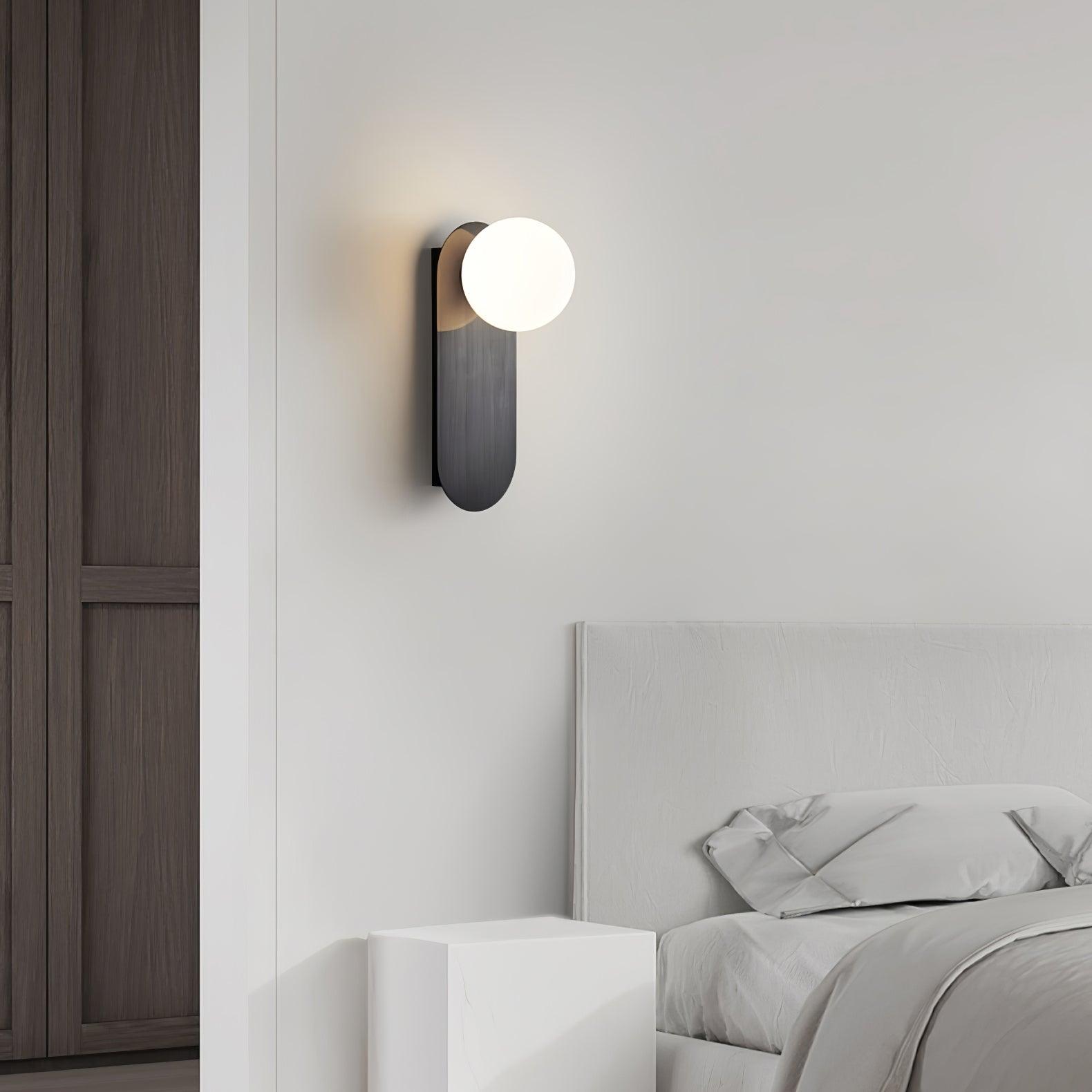 Modern Flat Base Globe Wall Sconce Light Fixture - Vintage Industrial Style Glass Shade for Bedroom, Living Room, Hallway & Entryway Lighting