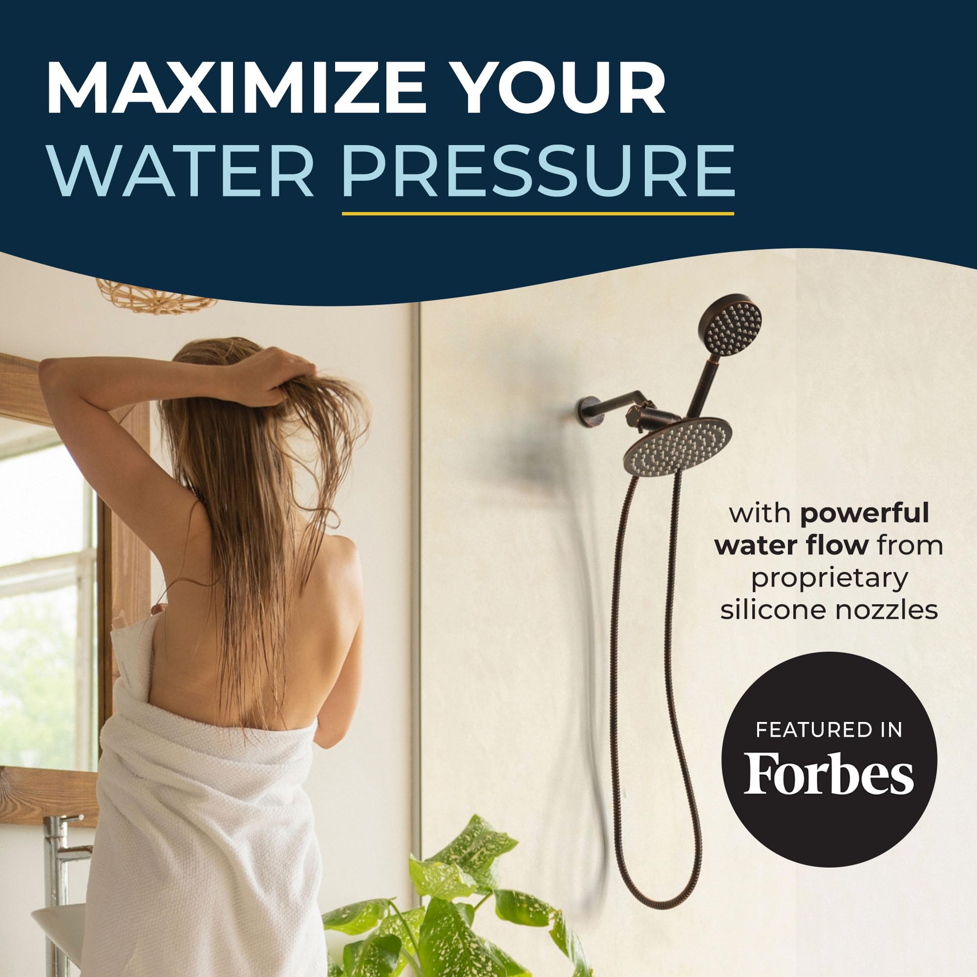 HammerHead Showers® ALL METAL Dual Shower Head Combo - Oil Rubbed Bronze Finish - 8 Inch Rainfall Shower Head & High Pressure Handheld Shower with 6ft Hose - Luxury Hotel Style Bathroom Upgrade for Spa-Like Experience