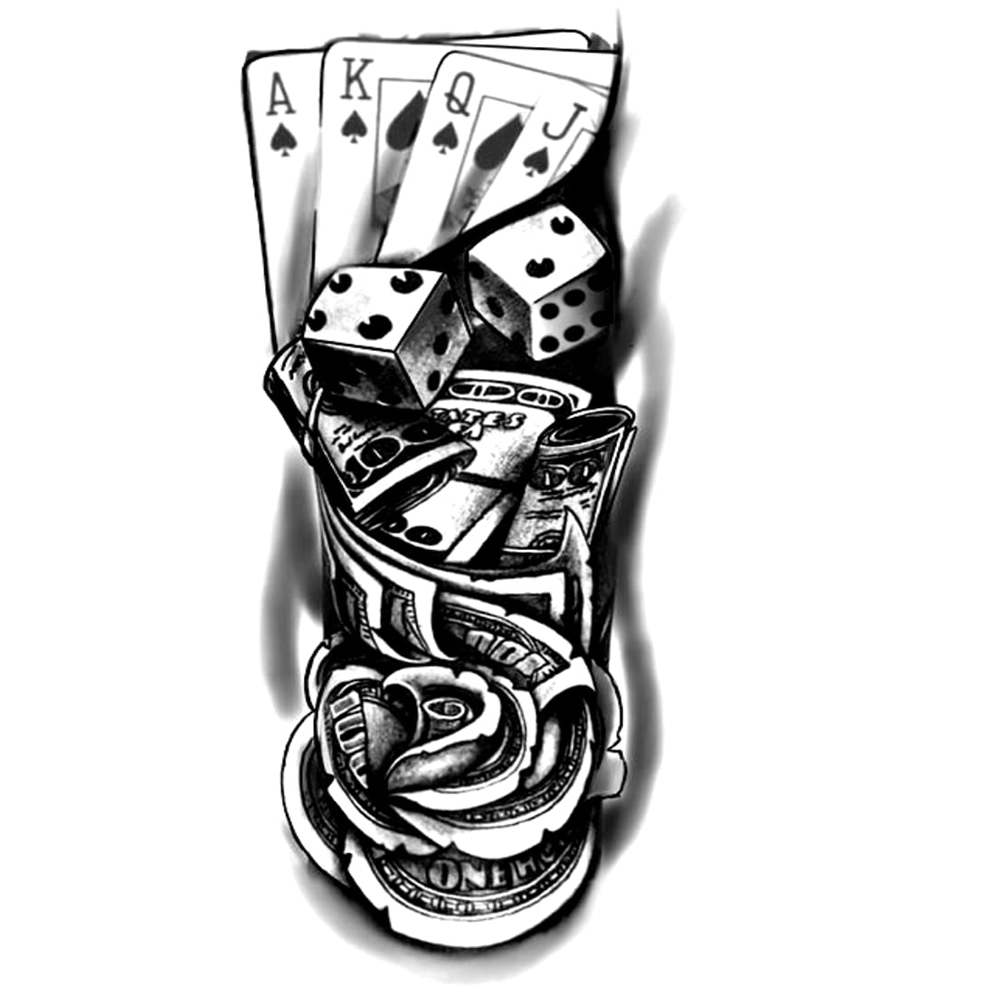 Koinstec Poker & Dice Temporary Waterproof Tattoo Stickers for Men & Women - Perfect for Parties, Halloween & Body Art