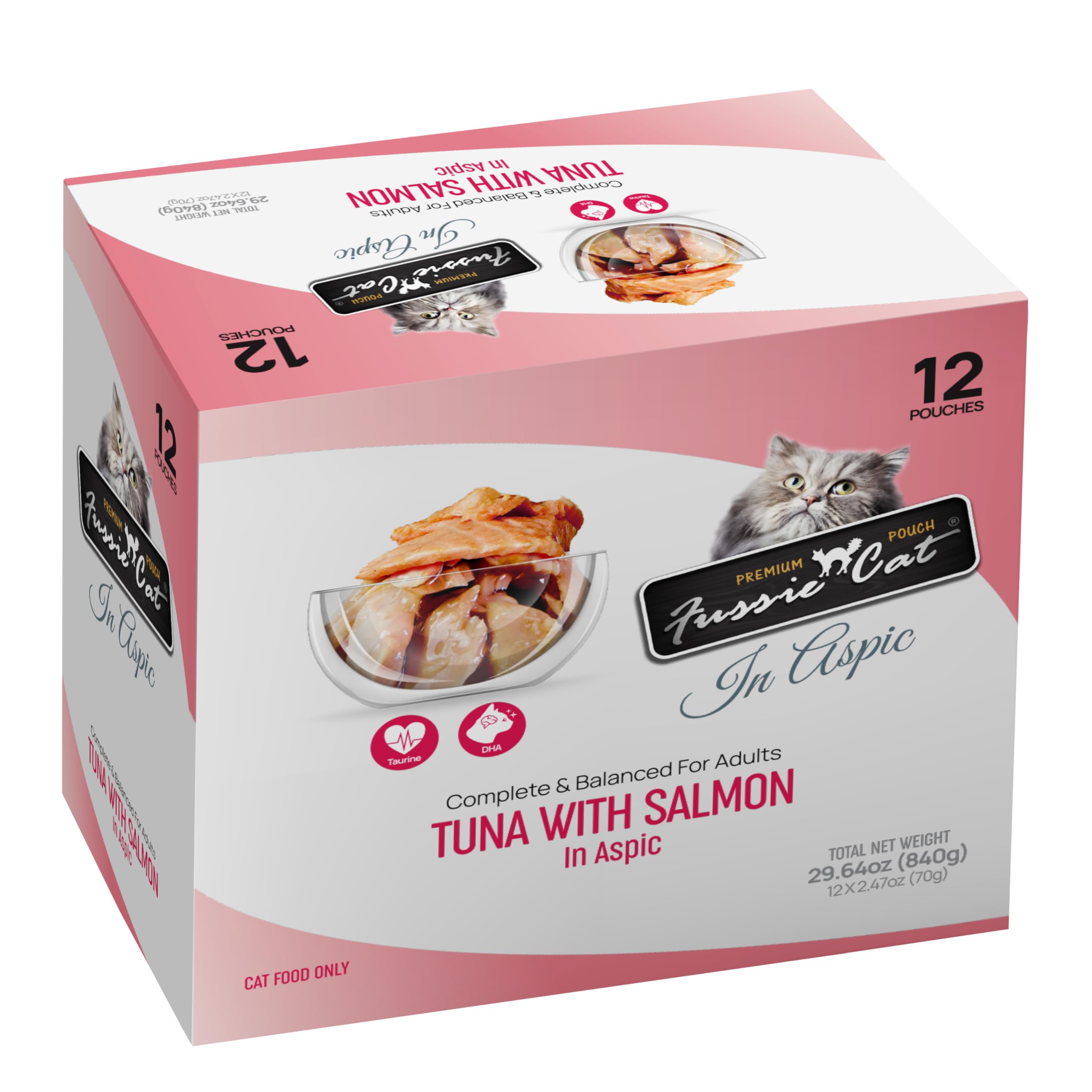 Premium Fussie Cat Tuna with Salmon in Aspic - Grain-Free Wet Cat Food for Adult & Senior Cats - High Protein, Natural Ingredients - Perfect for Picky Eaters & Special Occasions