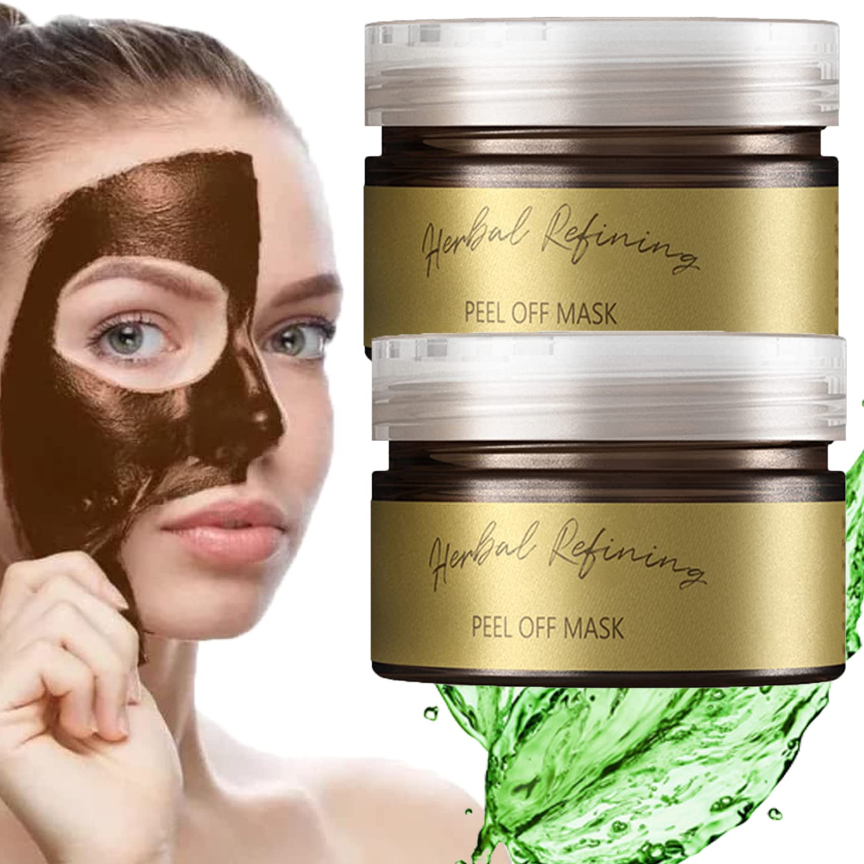 Pro-Herbal Refining Peel-Off Facial Mask with Black Tea Extract - Deep Cleansing & Pore Minimizing Treatment (2 Pack) - Perfect for Spa Nights & Skincare Routines