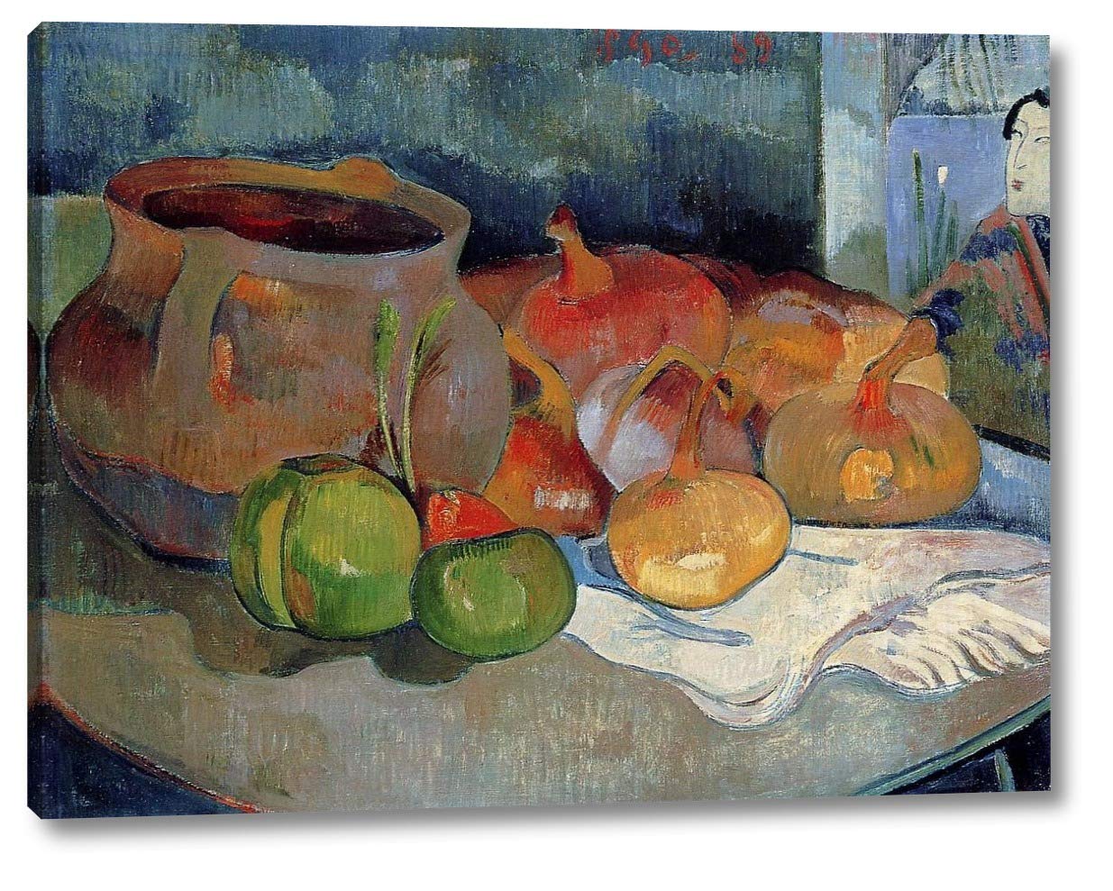 Paul Gauguin 'Still Life with Onions, Beetroot and a Japanese Print' 18x24 Inch Gallery Wrapped Canvas Art Print - Ready to Hang Wall Decor for Living Room, Bedroom & Office