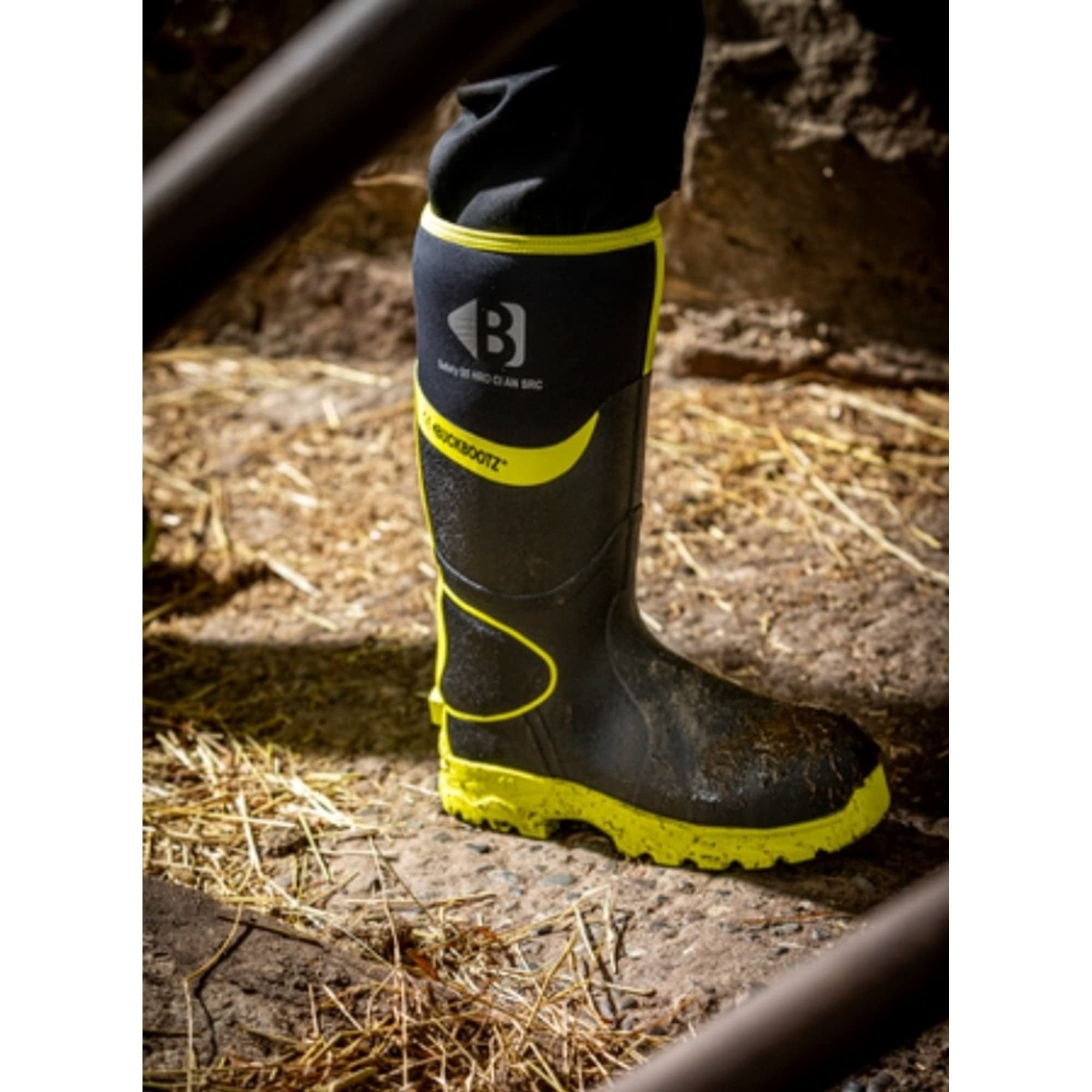 Buckbootz BBZ6000BK Black Waterproof Safety Wellington Boots for Men & Women - Heavy Duty Work Boots for Construction, Farming, and Outdoor Activities