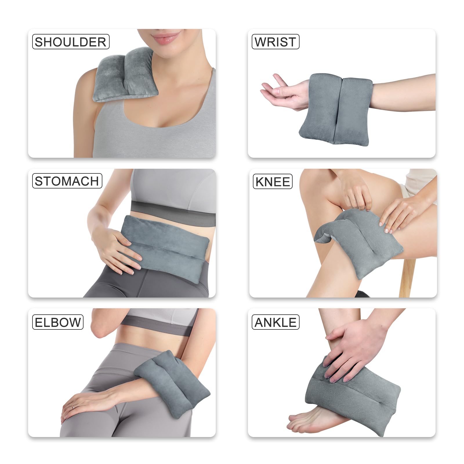 Atsuwell Microwaveable Heating Pad for Pain Relief - 6x11 Inch Reusable Warm Compress for Cramps, Knee Pain, Muscle & Joint Relief - Unscented Moist Heat Therapy Pack for Relaxation (Grey) - Perfect for Home Use, Office Comfort & Post-Workout Recovery