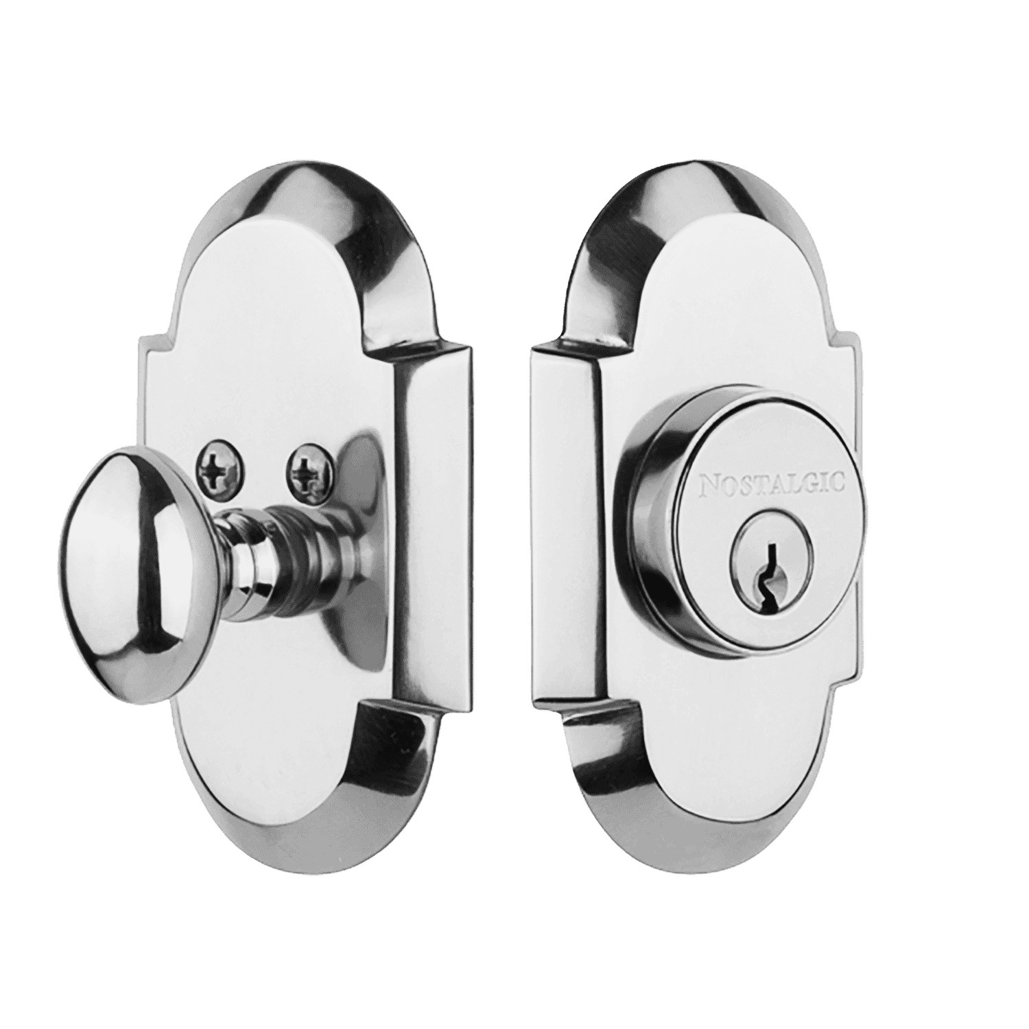 Bright Chrome Single Cylinder Deadbolt Lock - Secure Cottage Plate Door Lock for Home, Office & Cabin Use