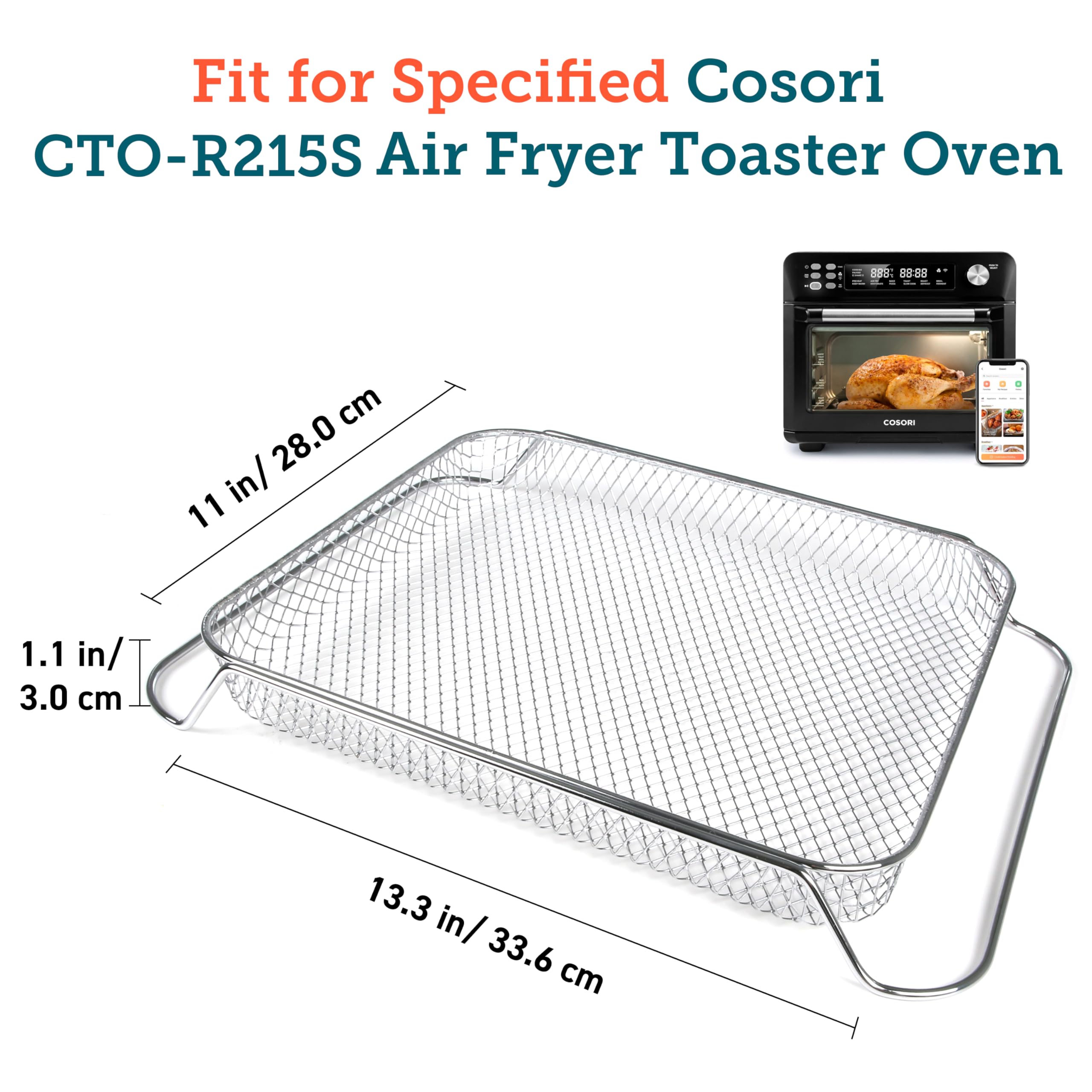 COSORI Air Fryer Basket - Carbon Steel Fry Basket for Toaster Ovens & Air Fryers | Perfect for Healthy Cooking, Crispy Fries & Roasted Vegetables