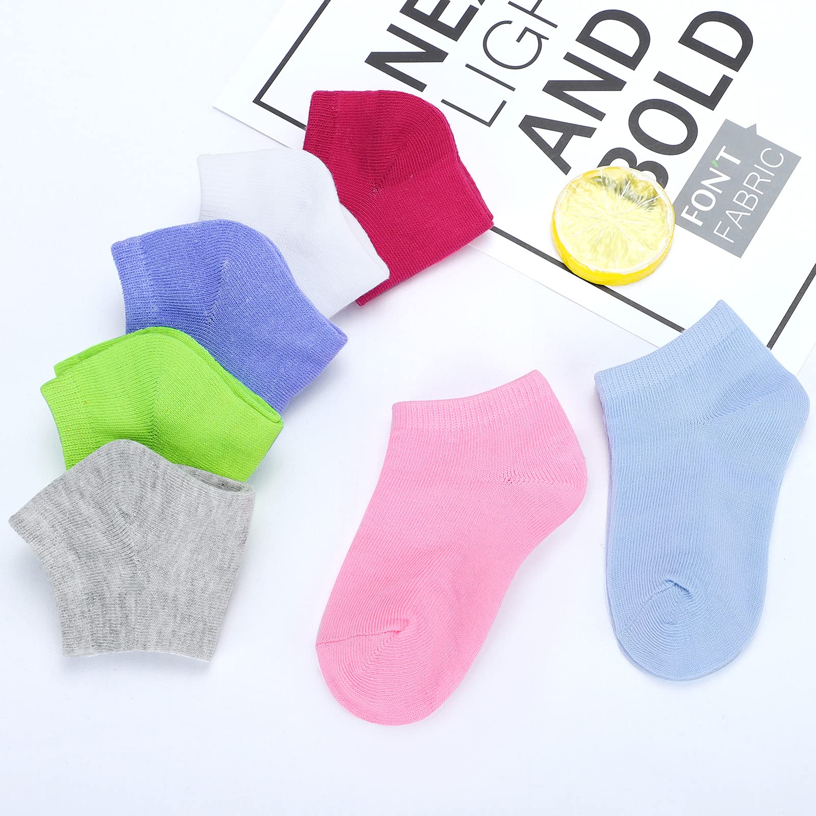 BOOPH 15 Pairs Kids Athletic Socks for Boys & Girls - Half Cushion Low Cut Ankle Socks - Comfortable Breathable for School, Sports & Daily Wear