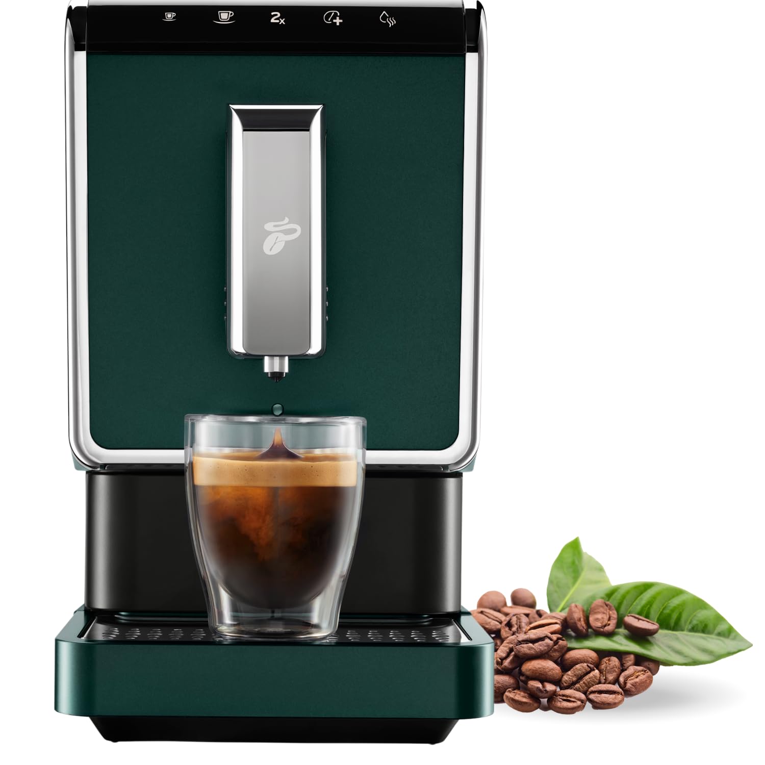 Tchibo Automatic Espresso Coffee Machine with Built-in Grinder - Fresh Ground Coffee Maker, No Pods Needed, Eco-Friendly Green - Perfect for Home, Office & Coffee Shop Use