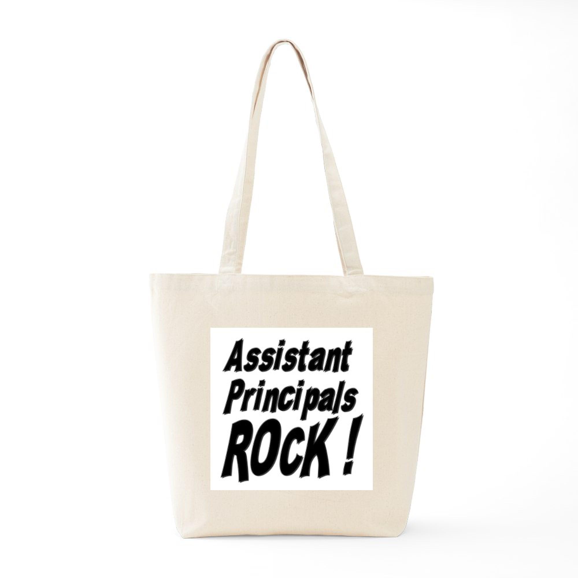 Assistant Principals Rock! Natural Canvas Tote Bag - Reusable Eco-Friendly Shopping Bag for Teachers, School Staff & Educators (Great for Work, Groceries & Everyday Use)