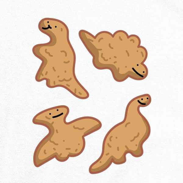 Pop Threads Kawaii Dino Nuggets Graphic T-Shirt for Men - Funny Cute Dinosaur Chicken Nugget Tee - Perfect for Casual Wear, Gifts & Anime Lovers