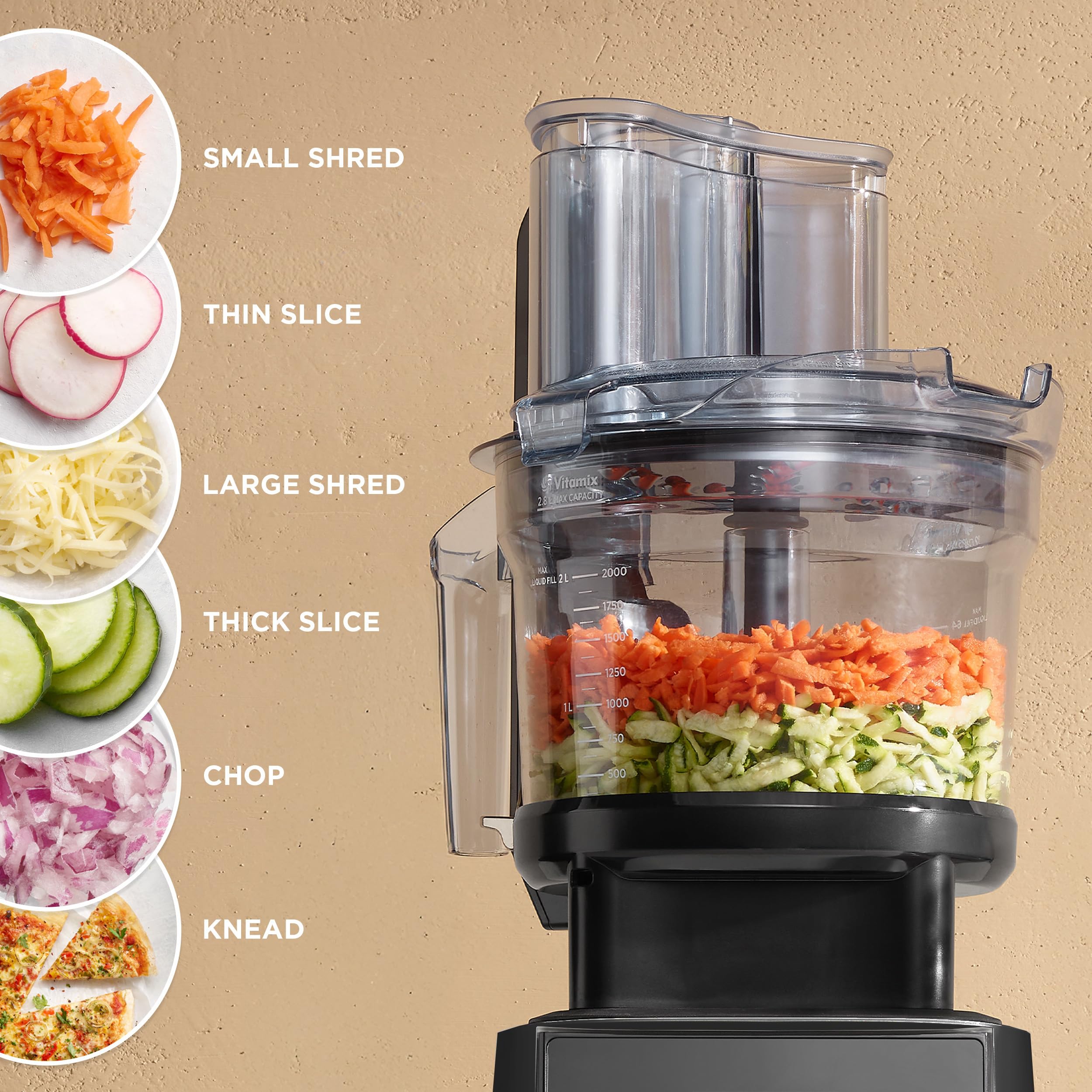 Vitamix 12-Cup Food Processor Attachment with SELF-DETECT™ Technology - Compatible with Ascent & Venturist Series Blenders - Perfect for Chopping, Slicing & Shredding - Ideal for Meal Prep, Smoothies & Healthy Cooking (Black)