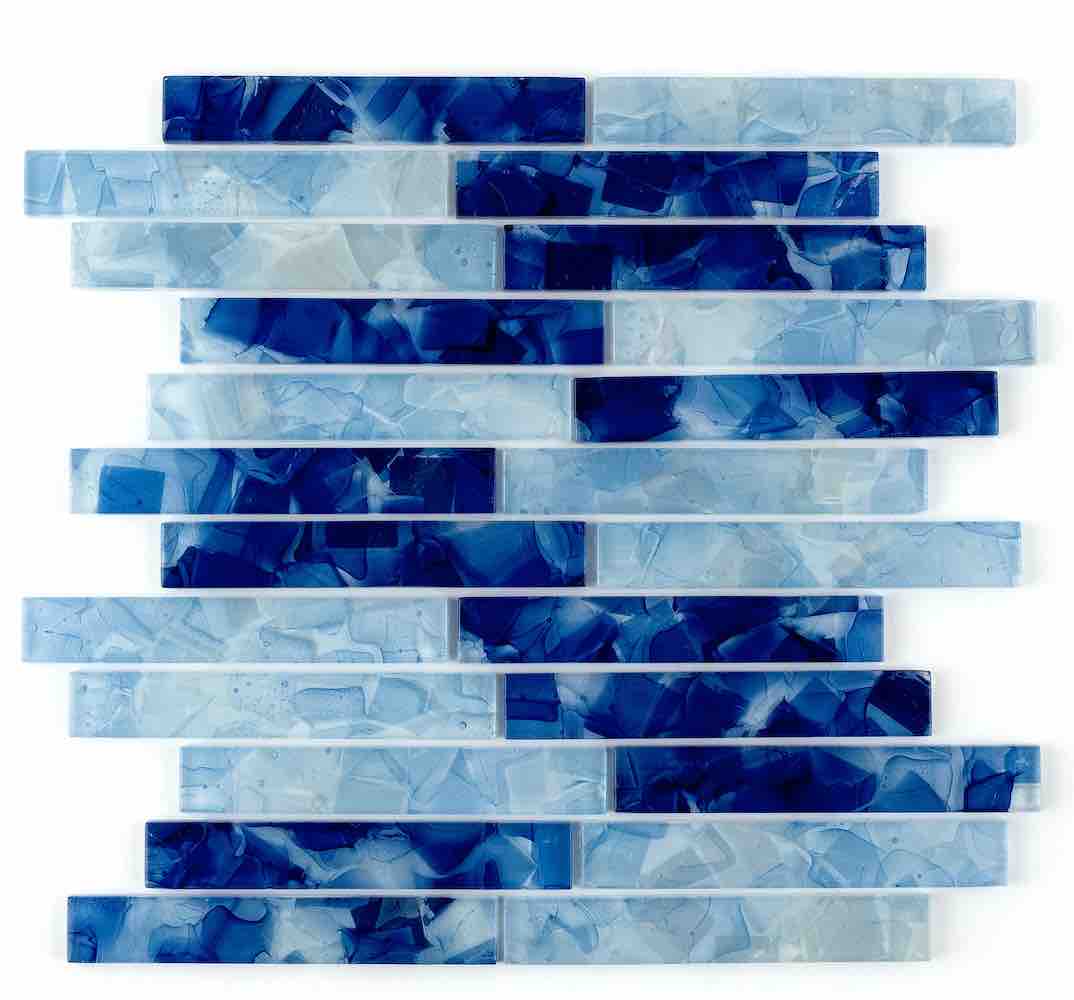Ocean Blue Liquid Glass Mosaic Tile - 1