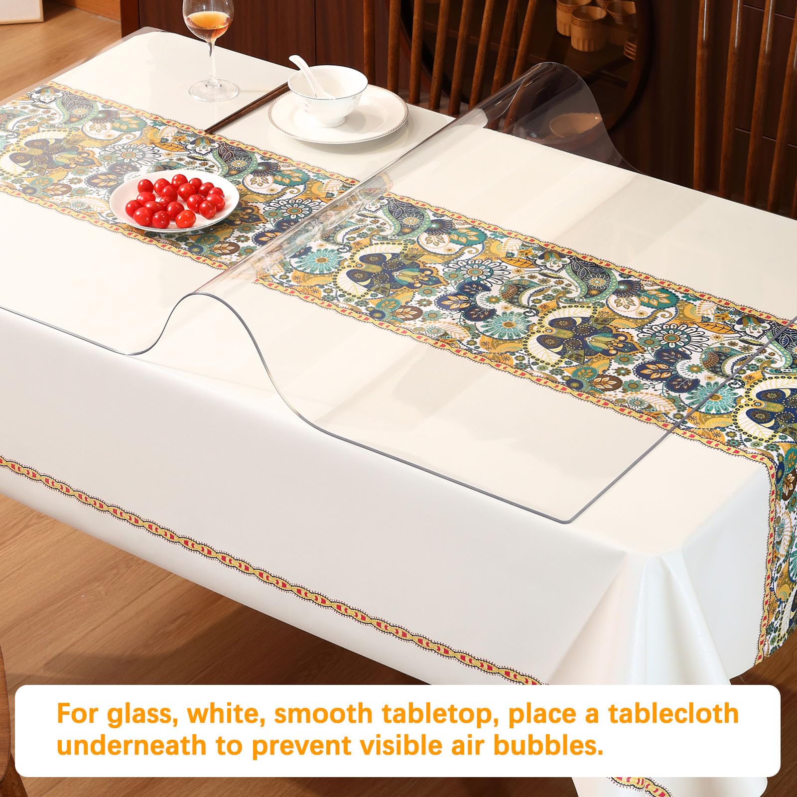 Waterproof PVC Vinyl Clear Plastic Table Protector - 40 x 96 Inch Rectangular Dining Table Cover for 8 Foot Tables | Scratch-Resistant Desk Pad Mat for Wooden Furniture, Glass Coffee Tables, Entryway & Sofa Side Protection | Ideal for Dining Rooms, Kitchens, Offices & Home Decor