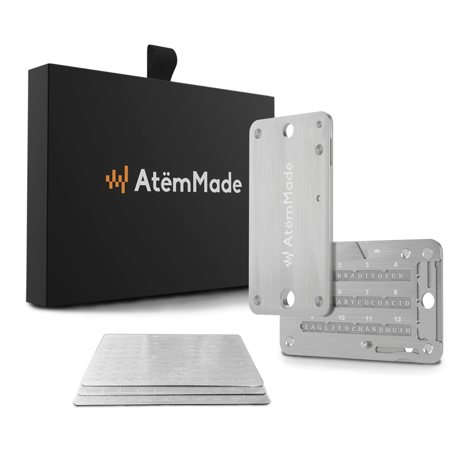 Stainless Steel Crypto Seed Phrase Backup - Secure Bitcoin & Crypto Wallet Storage Plate - BIP39 Compatible with Ledger, Trezor, Safepal - Ideal for Cold Storage & Disaster Recovery