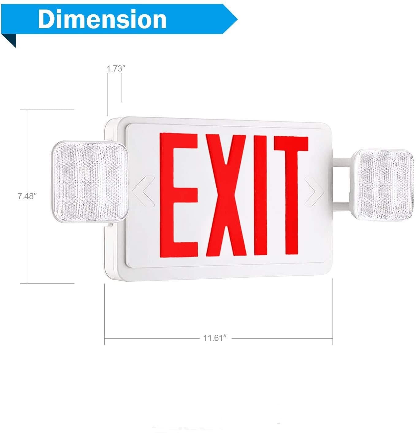 6 Pack Red LED Emergency Exit Light with Battery Backup - Adjustable Head, UL Listed & CEC Qualified (120V-277V) - Home & Commercial Power Failure Safety Lighting - Ideal for Hallways, Stairwells, Offices & Emergency Exits