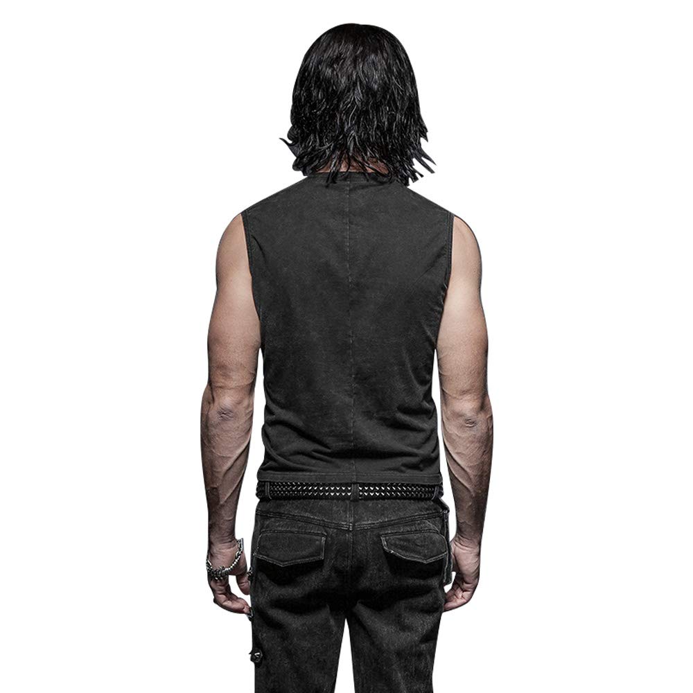Men's Leather Belt & Cotton Casual Tank Top Cross Strap Black Vest - Formal & Streetwear Outfits for Business, Parties & Everyday Fashion
