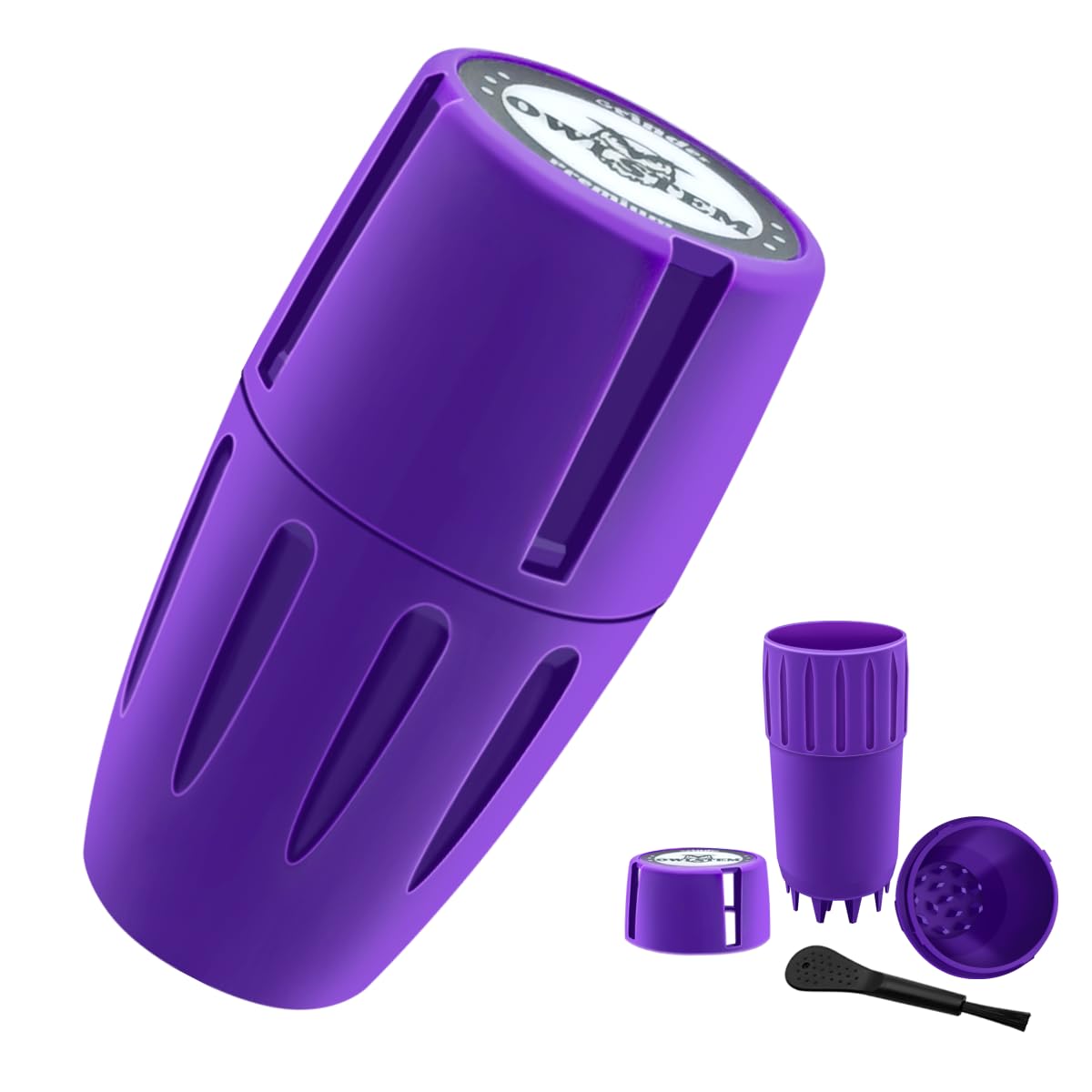 2-in-1 Herb Grinder with Storage Jar - Premium Purple Spice Crusher for Kitchen, Camping & Travel - Perfect for Grinding Herbs, Spices & Tobacco