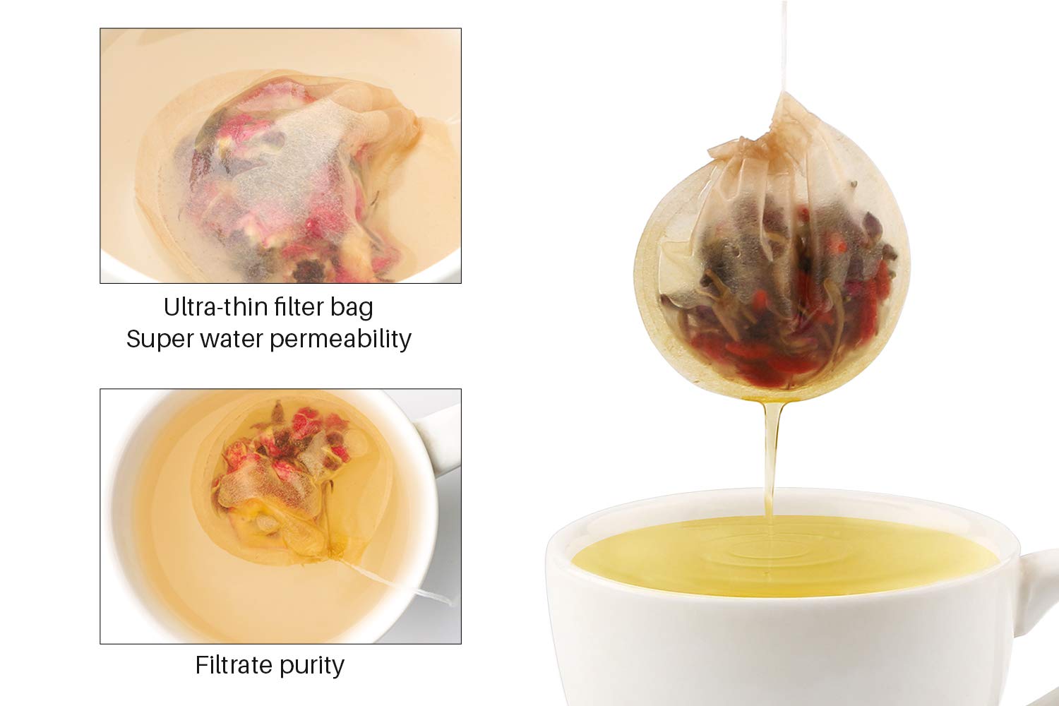 300pcs Disposable Empty Tea Filter Bags - Natural Safe Drawstring Tea Infuser for Loose Leaf Herbs & Teas (Round Shape) - Perfect for Home Brewing, Office Tea Time & Gift Packaging