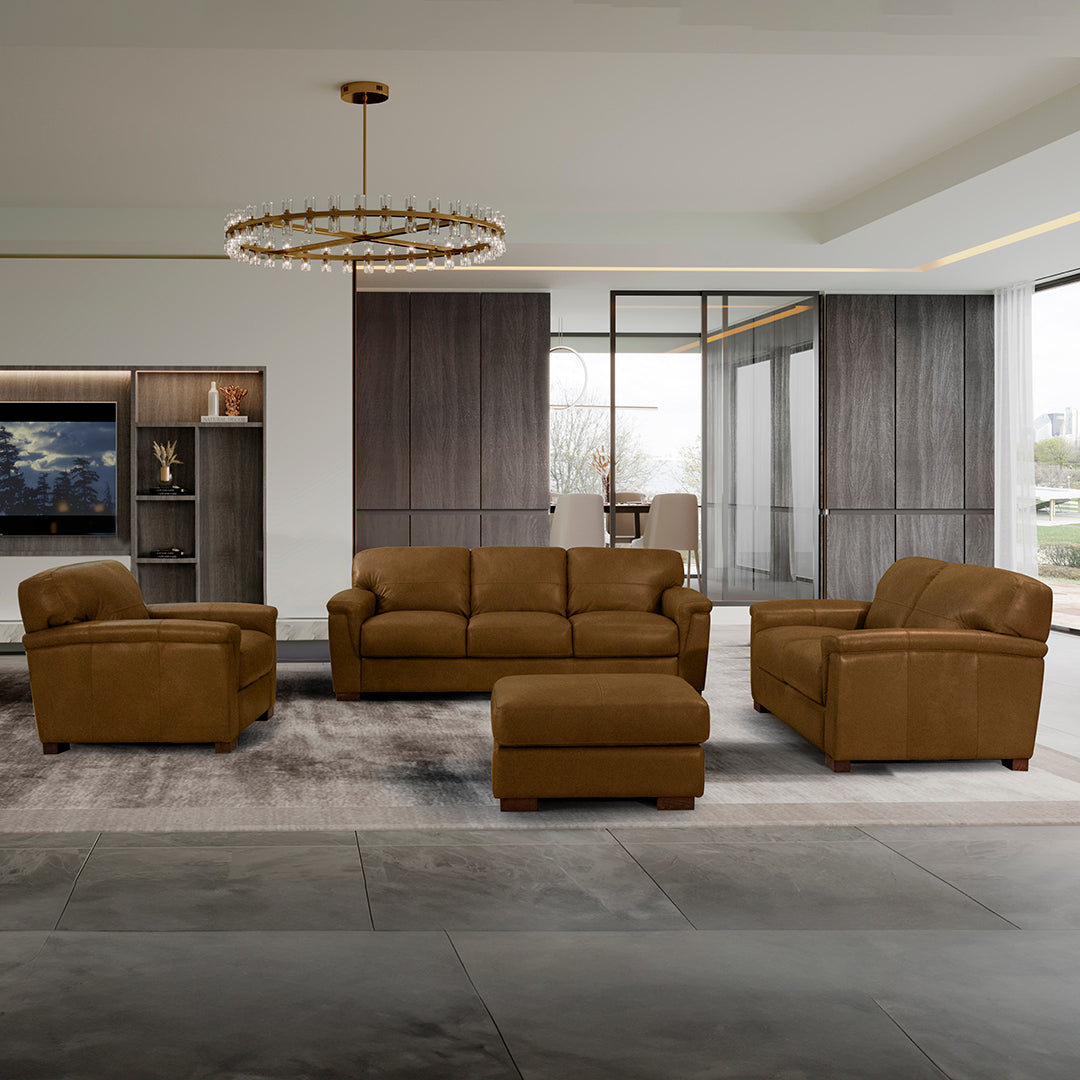 Olympia Leather Ottoman - Premium Faux Leather Footrest Stool with Storage for Living Room, Bedroom & Office - Comfortable & Stylish Home Decor