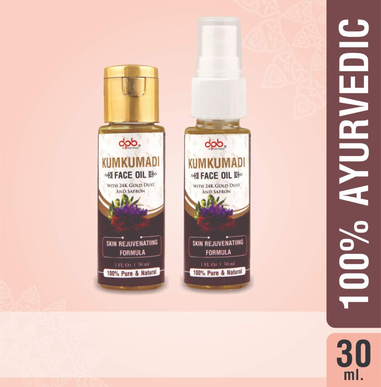 DR. PARTH BIOTECH Kumkumadi Face Oil 30ml - Ayurvedic Beauty Oil for Acne, Pimples, Dark Spots & Blackheads | Brightens & Glows Skin | Perfect for Daily Skincare Routine & Nighttime Treatment