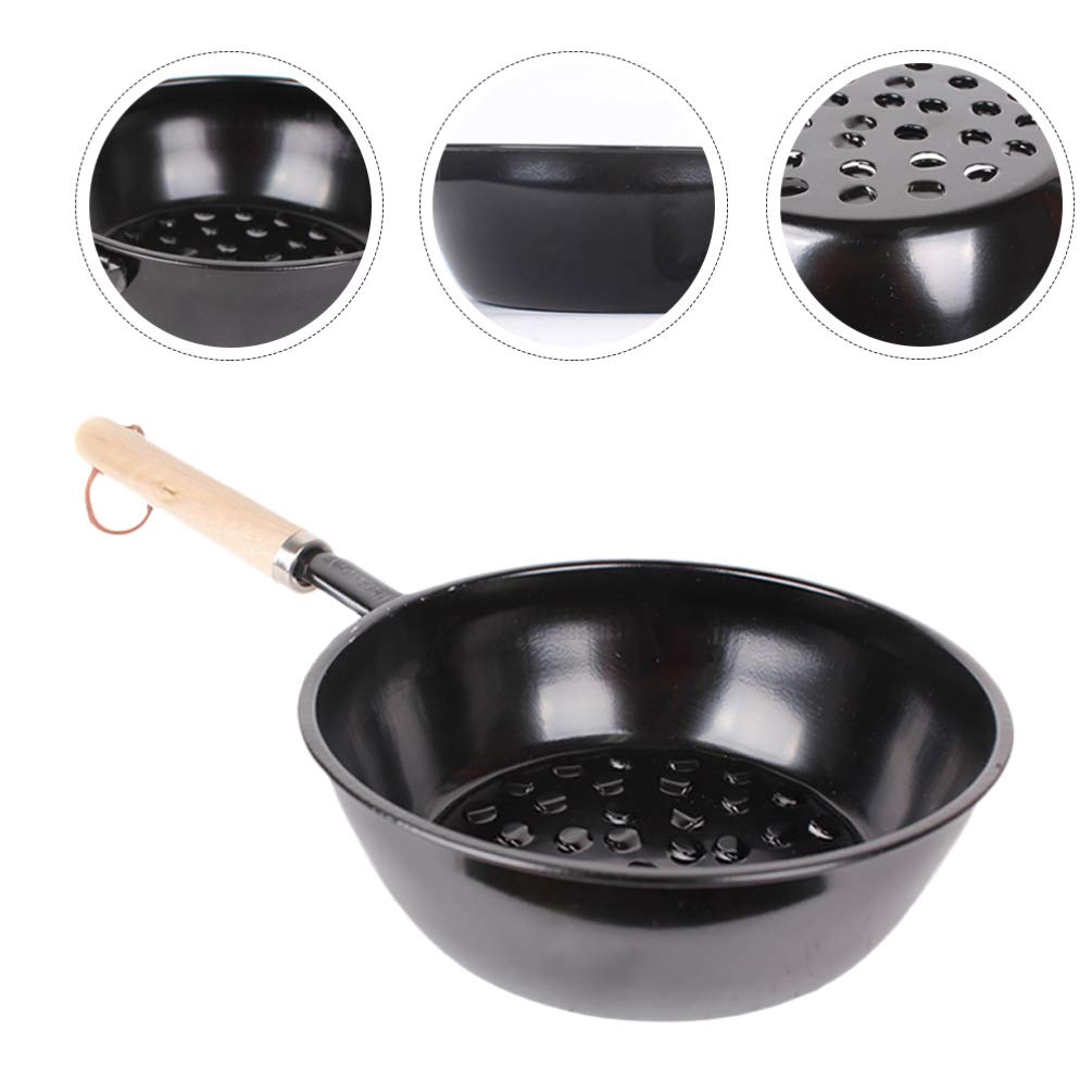 Happyyami Portable Camping Burner Pot & Chimney Charcoal Starter - Wooden Handle BBQ Brazier for Outdoor Grilling, Picnics, and Backyard Campfires