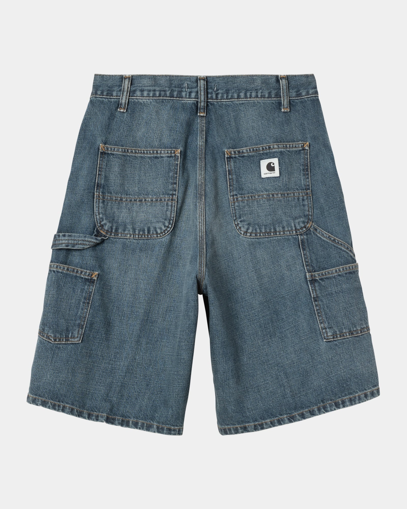 Women's Brandon Single Knee Distressed Denim Shorts - Dark Blue Washed High Waist Casual Shorts for Summer Outfits & Beach Vacations