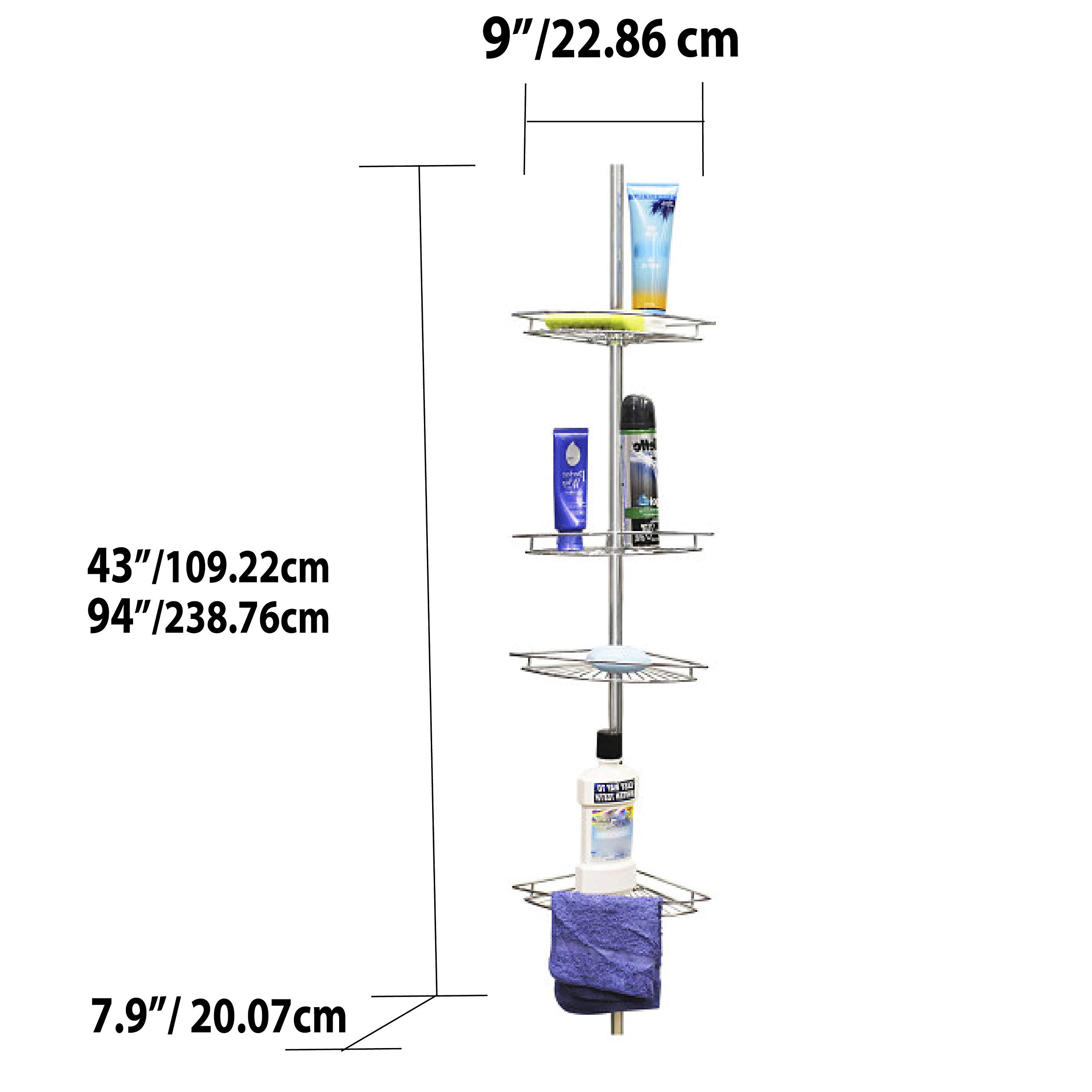 4-Tier Corner Shower Shelf Organizer - Space Saving Bathroom Storage for Shampoo, Soap & Toiletries - Perfect for Small Bathrooms & Apartment Showers